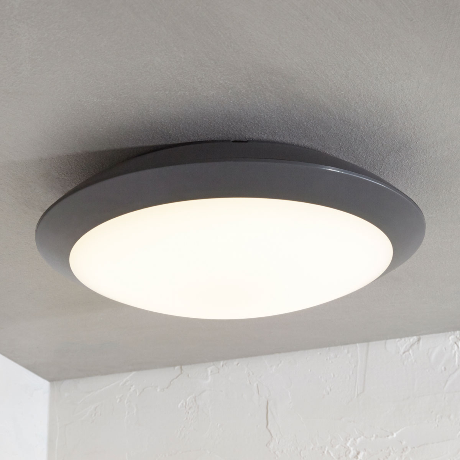 Naira LED outdoor ceiling lamp grey without sensor