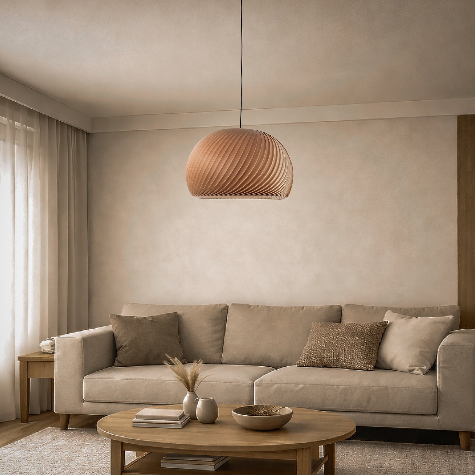 Lampă suspendată Janne, lemn de fag, Ø 53 cm, E27