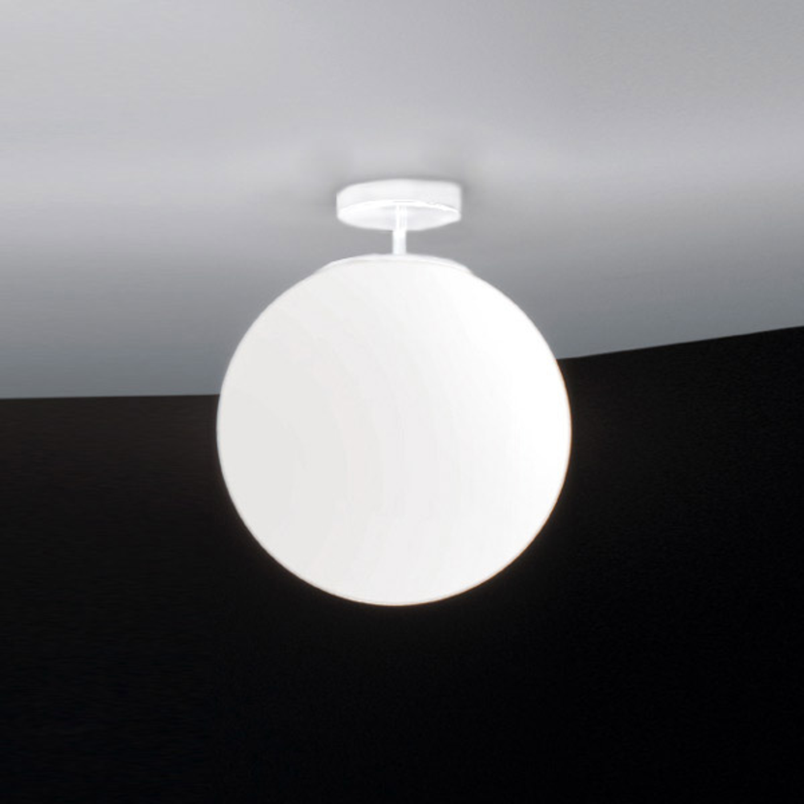 Glass ceiling light Sferis, 30 cm, white