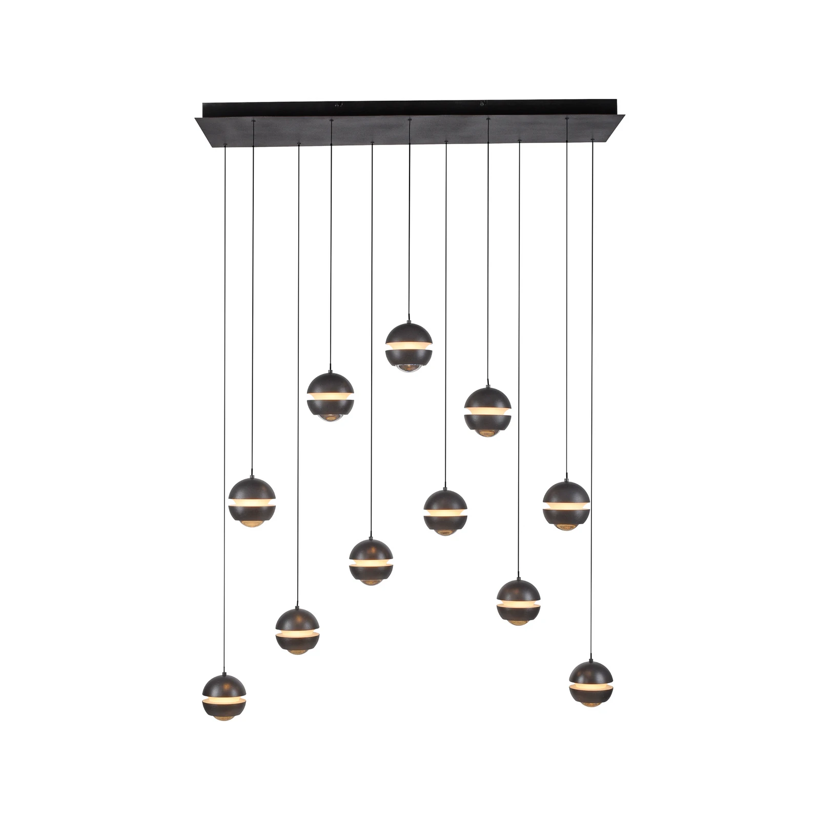 Schöner Wohnen suspension LED Lini noire à 11 lampes, longueur 3000K