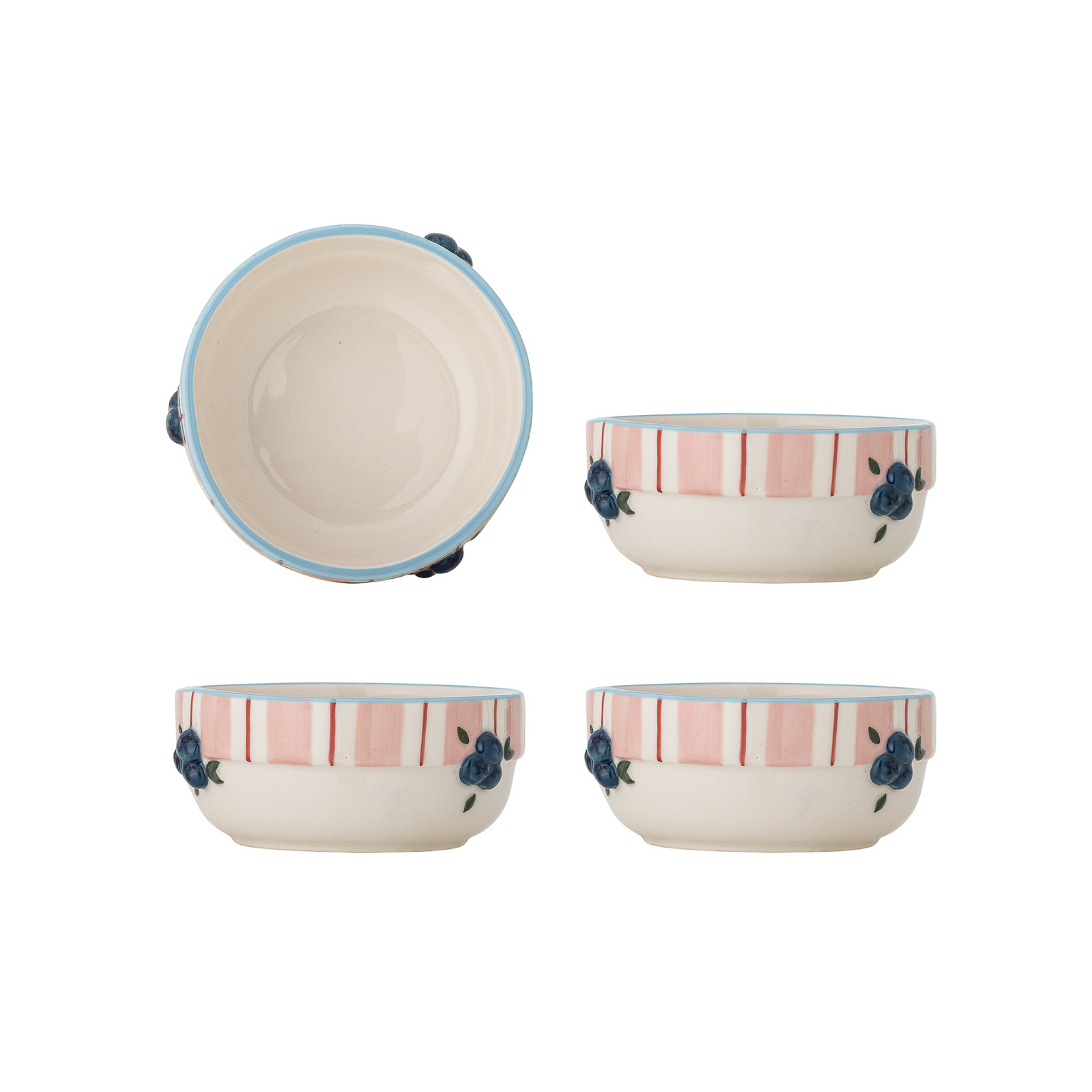 Coupe Carry rose/blanche, lot de 4, 6 cm, céramique - Bloomingville