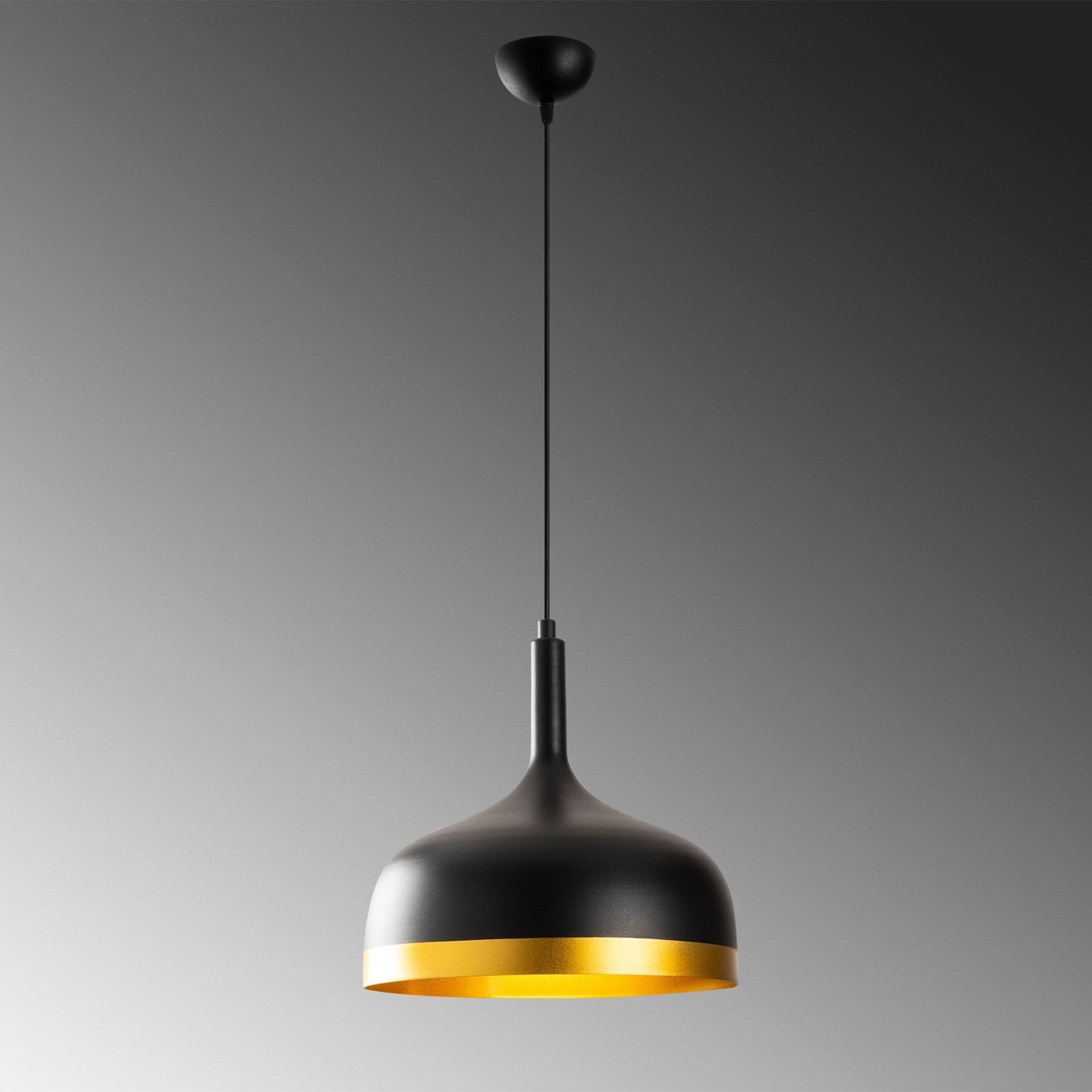 Sivani MR-826 hanglamp, zwart/goud, metaal, Ø 30 cm