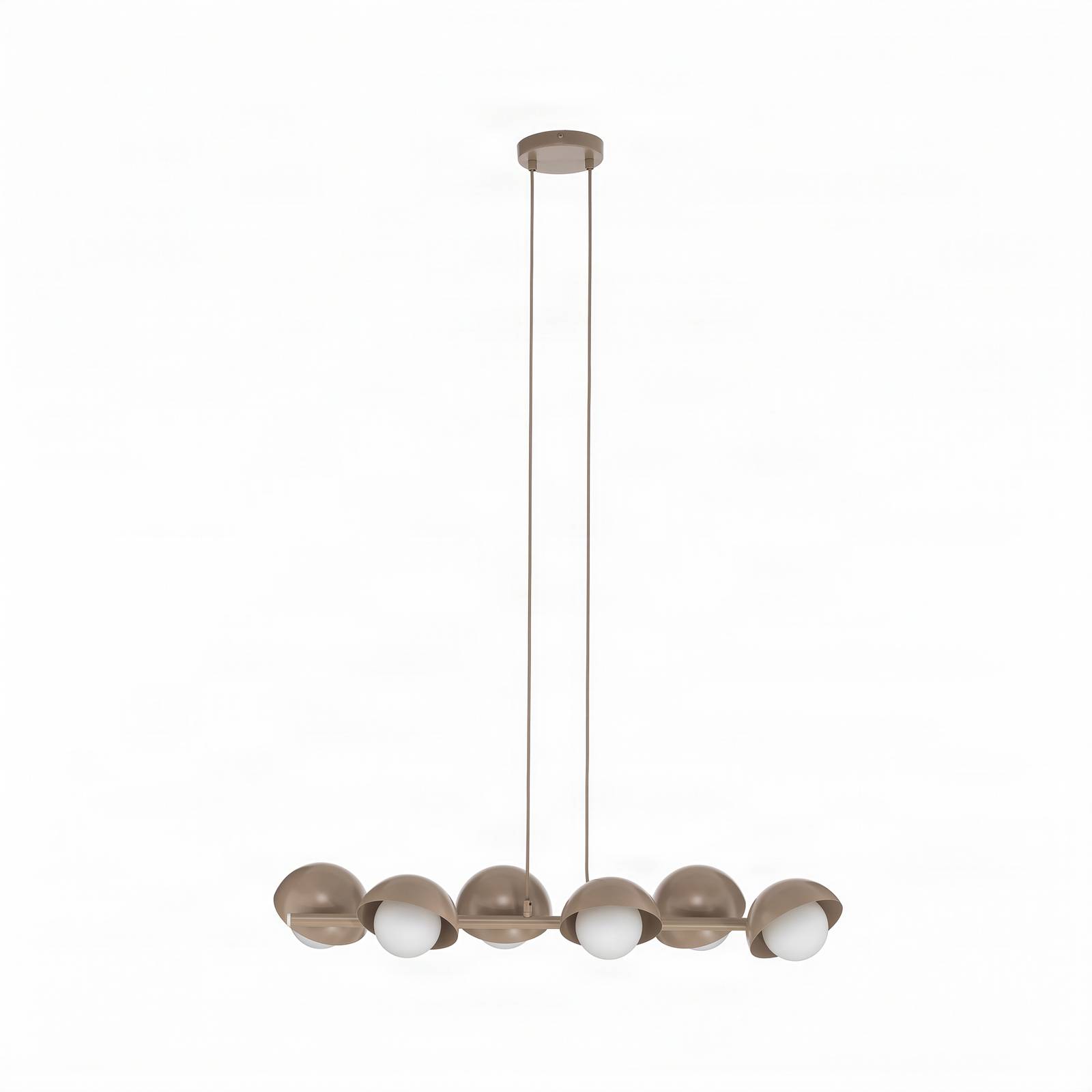 Żyrandol BOOM, beżowy, długość 88 cm, 6-punktowy, metal/szkło