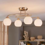 Lindby ceiling light Svean, 4-light, white, glass, length 42.5cm