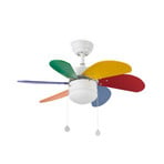 Ventilatore soffitto Palao e lampada, multicolore