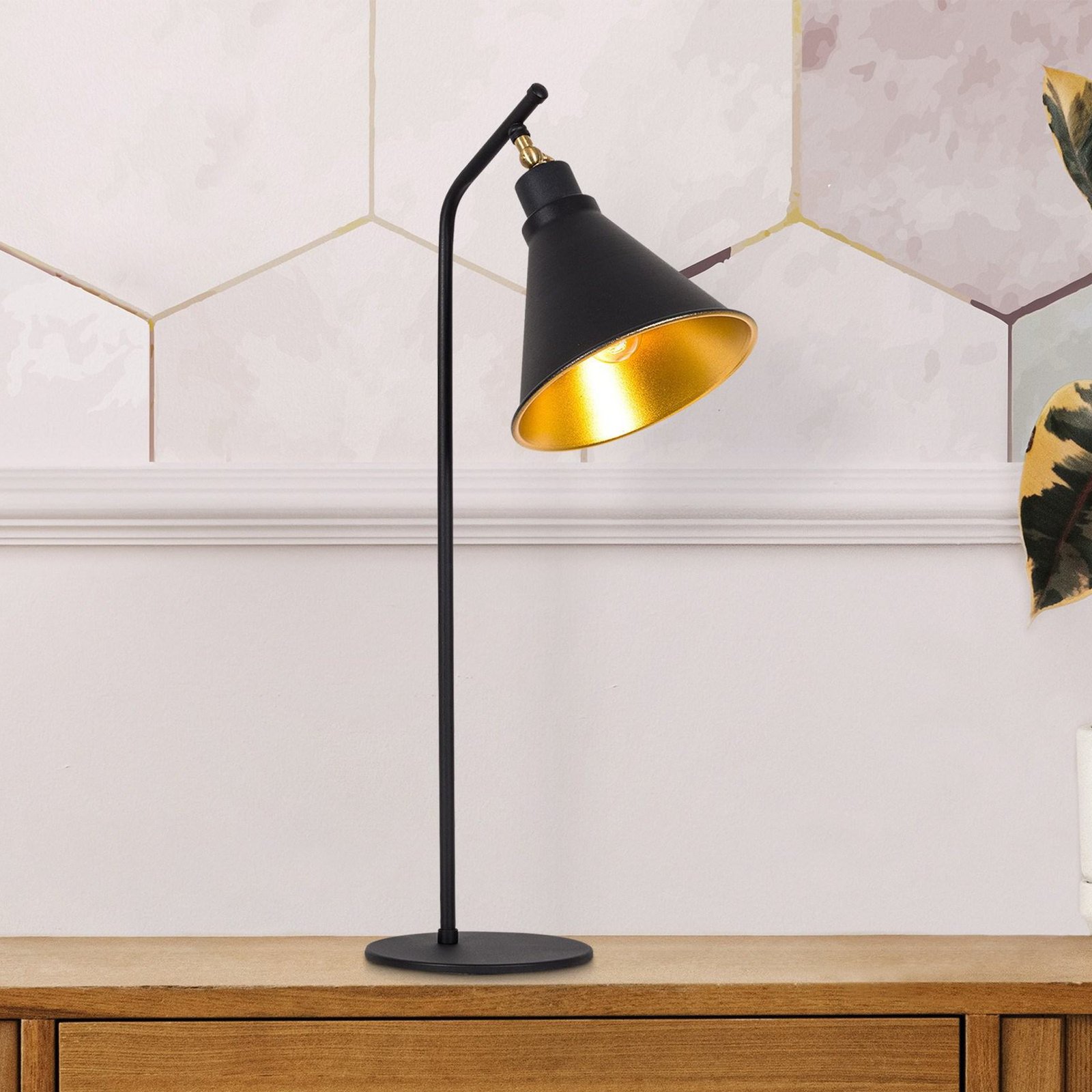 Lampada da tavolo Sivani MR-608, nero/oro, metallo, altezza 50 cm