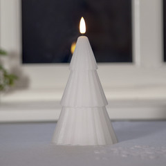 LED-kynttilä Flamme Grany, valkoinen, 18 cm, aitoa vahaa, paristokäyttöinen