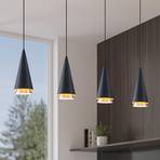 Lucande Naoh hanging light 4-bulb, black/copper