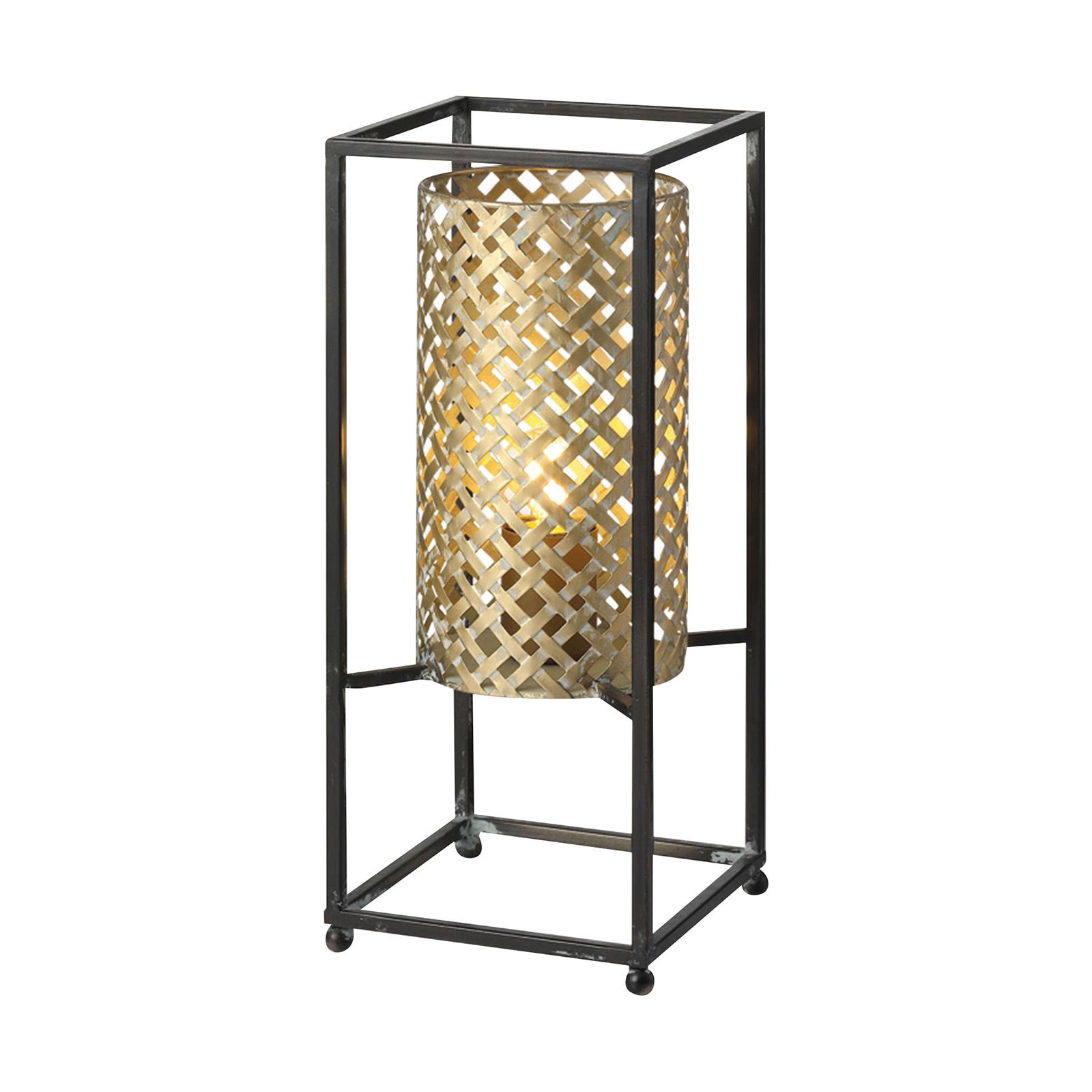 Petrolio stolna lampa, crna/zlatna, visina 37 cm