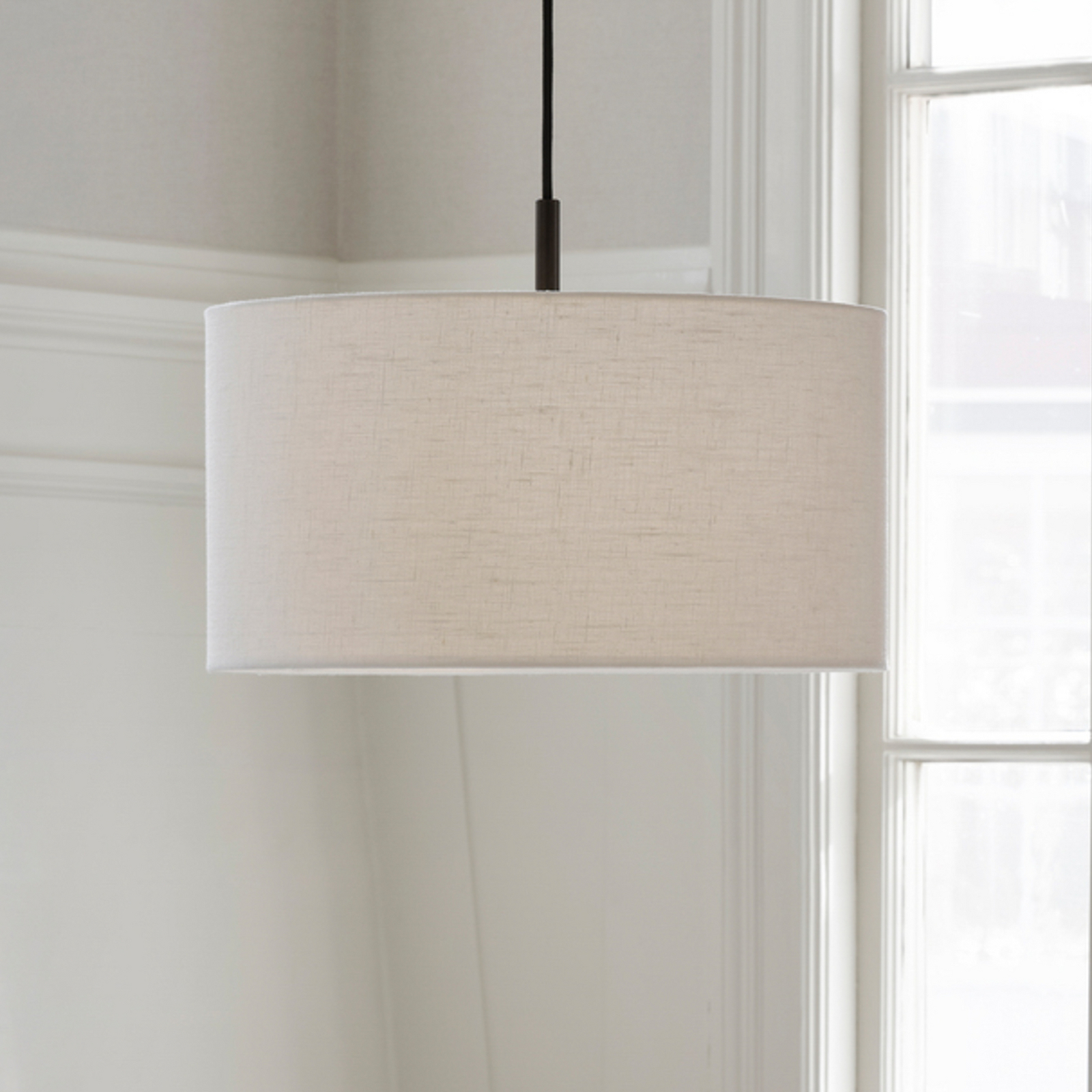 Lampada a sospensione Soft, Ø 44 cm, bianco/bronzo, lino - Belid