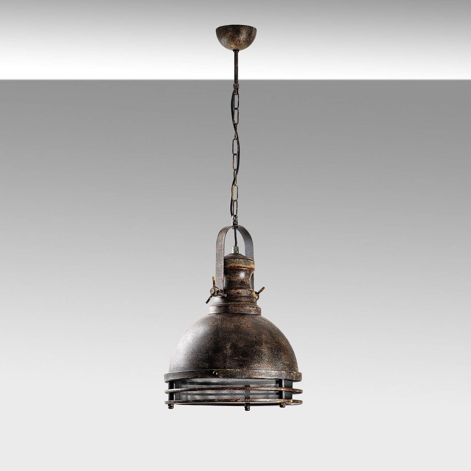 Hängeleuchte Saglam, 1-flammig, altmessing, Ø 30 cm, Metall