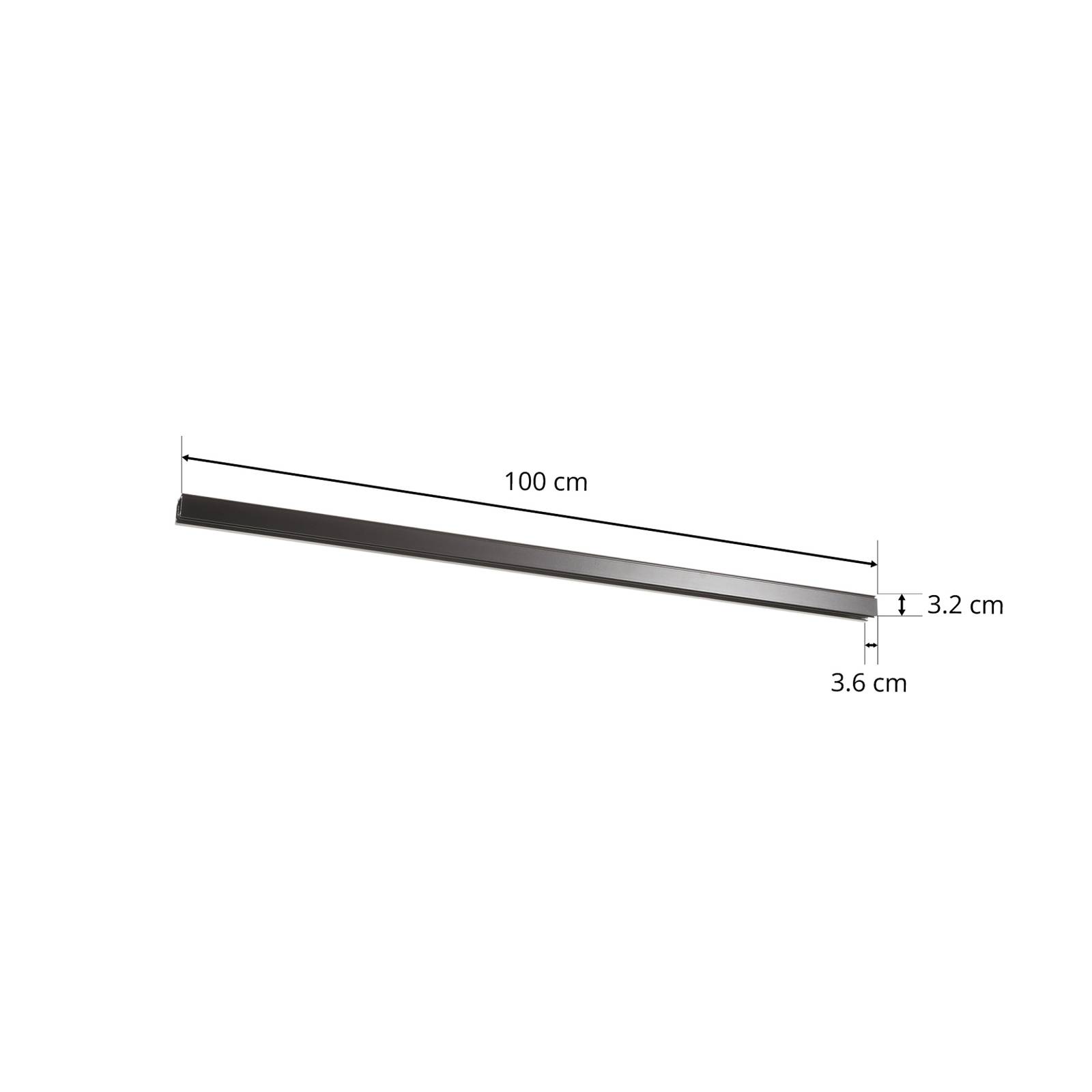 Eutrac 3-faset utenpåliggende strømskinne 1 m svart