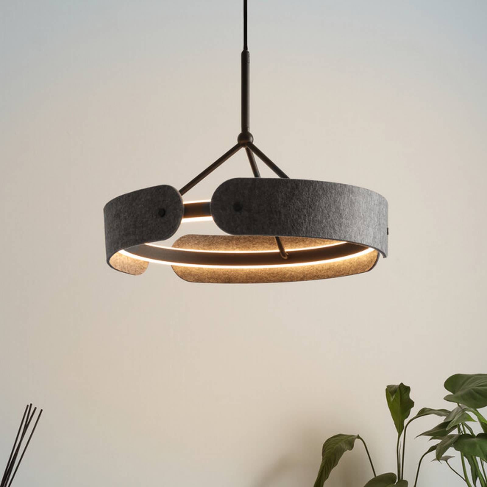 Żyrandol LED OSRAM Decor Curve Felt, szara, filc, 3000 K