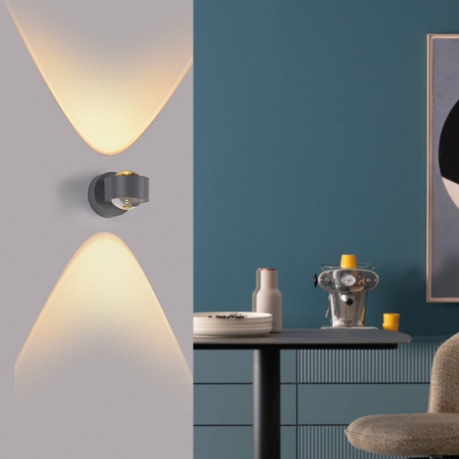 Schöner Wohnen LED стенна лампа Chia, сребриста, 3000 K, нагоре/надолу Schöner Wohnen LED стенна лампа Chia, сребриста, 3000 K, нагоре/надолу