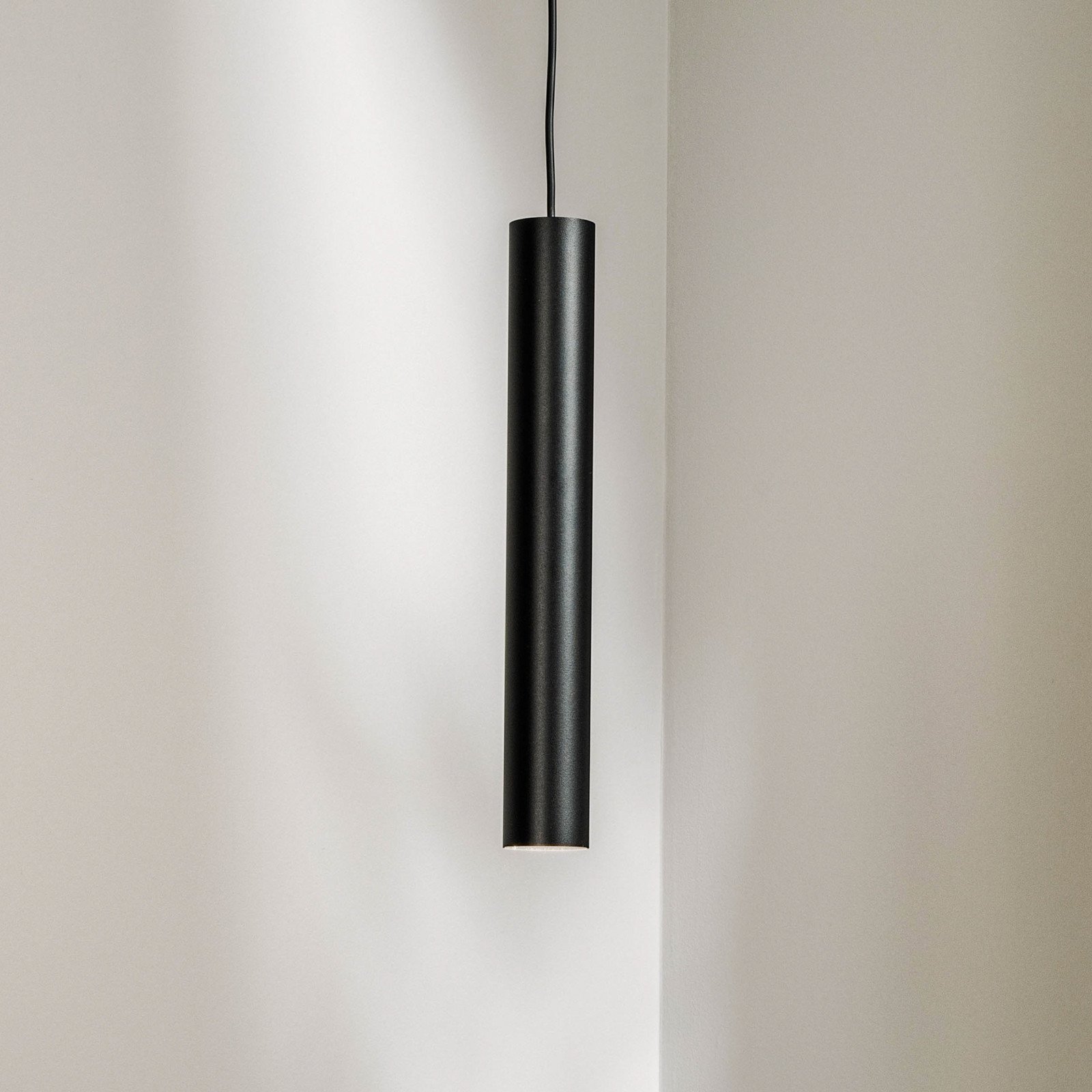 Euluna Lampă suspendată Eye 1 bec negru înălțime abajur 40 cm - Camera de zi / sufragerie - Metal