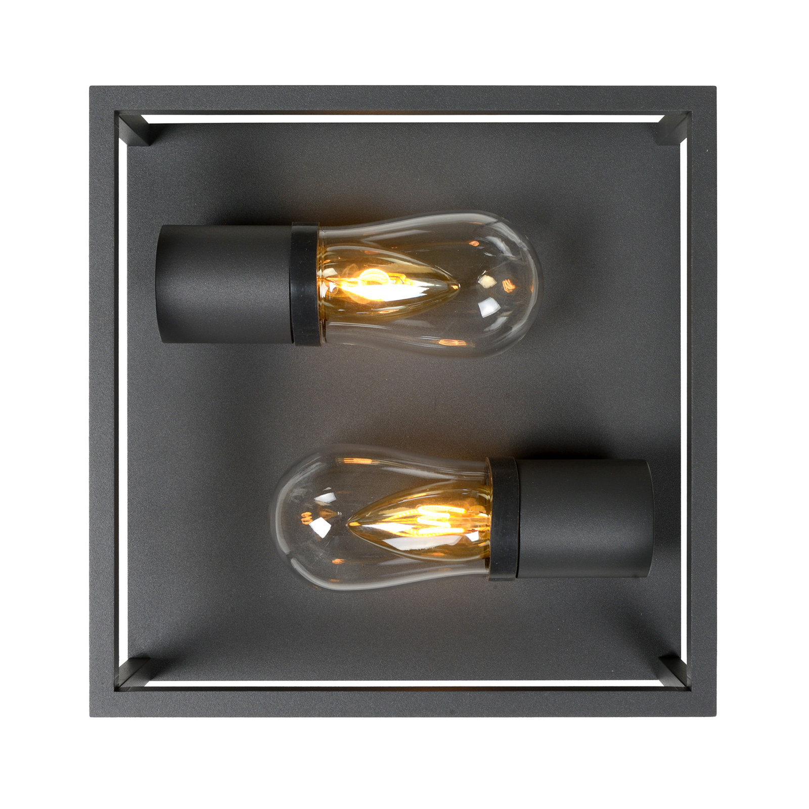 Lámpara de techo Carlyn baño, 2 luces, negro