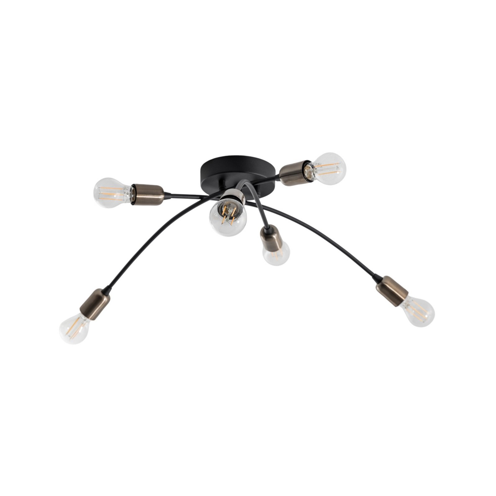 Deckenlampe Banana, schwarz, Metall, 67 cm, 6-flammig, E27