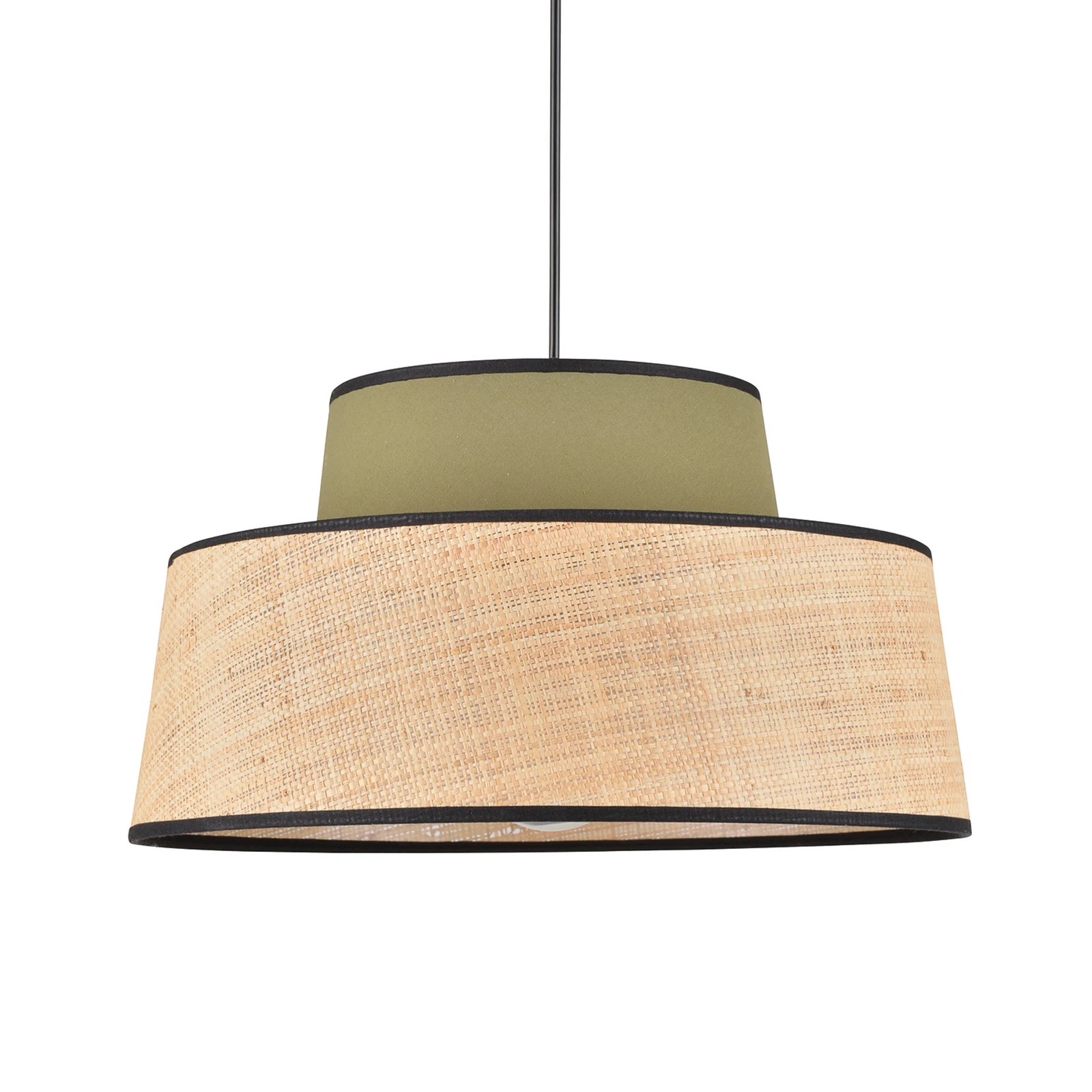 Mallorca lógó lámpa, khaki/természetes színű, Ø 38 cm, szövet/rost
