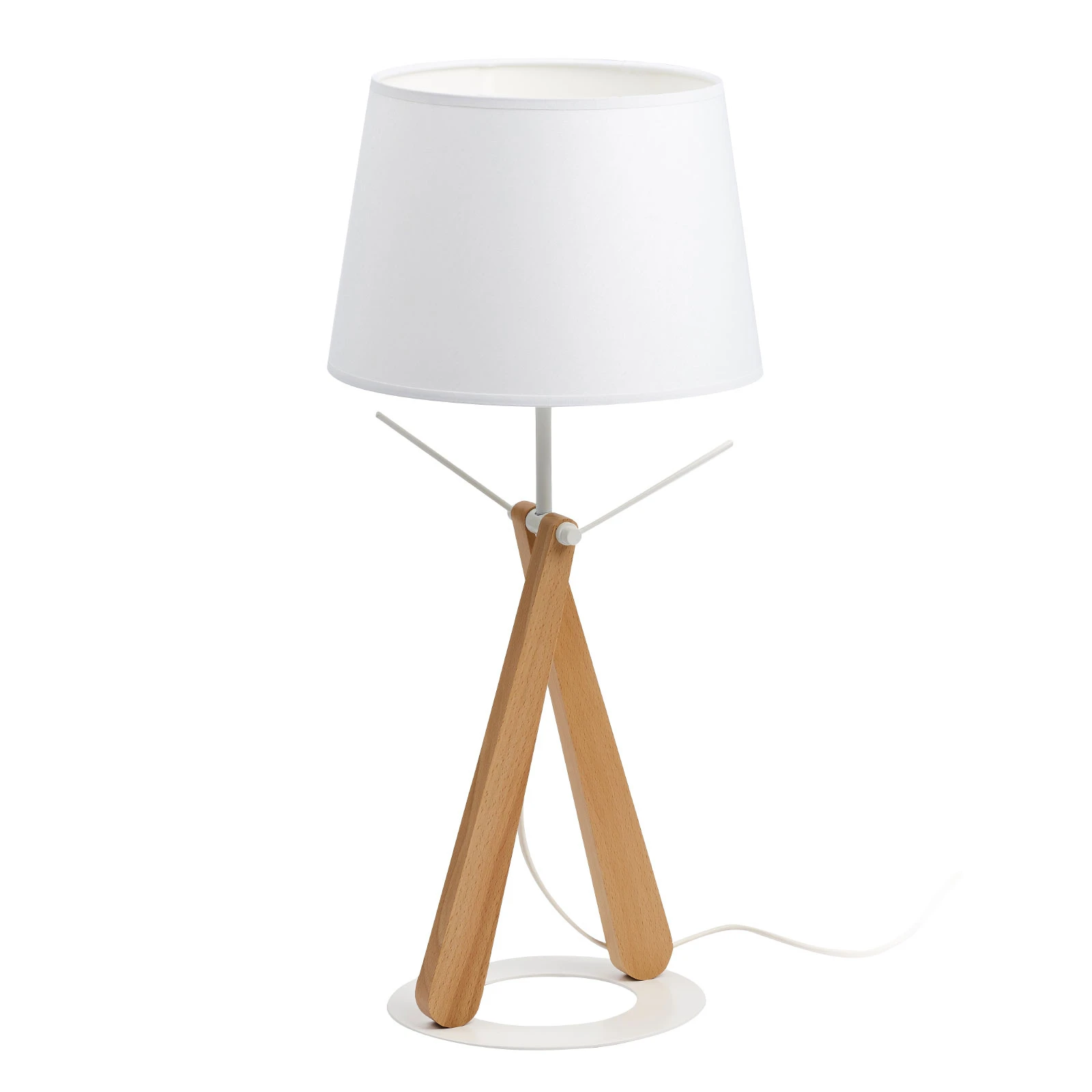 Lampada da tavolo Zazou LT bianca / legno chiaro