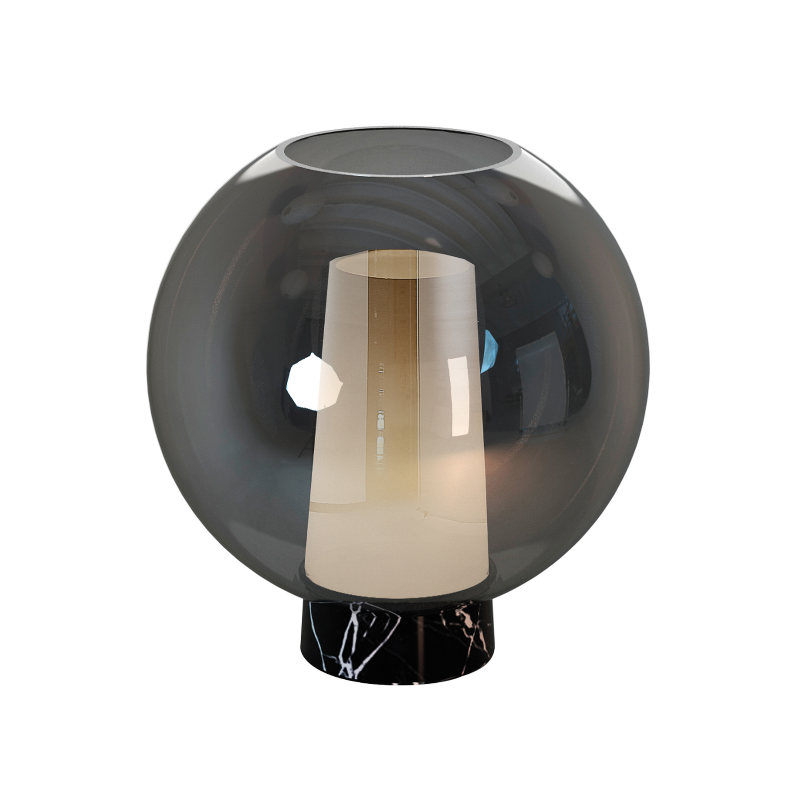 Stalo lempa "Nora", juodai chromuota, aukštis 26 cm, stiklas, metalas