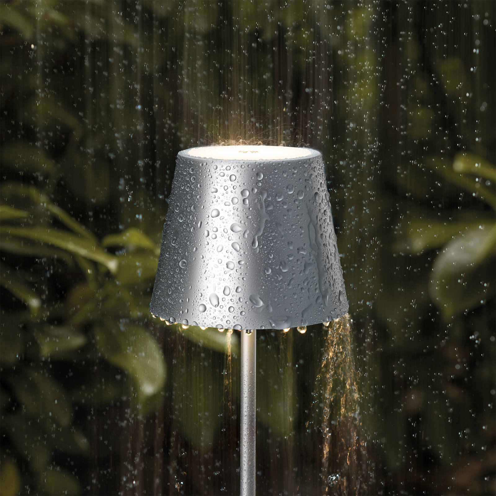 Nuindie мини LED настолна лампа за презареждане 25 см в сребрист цвят
