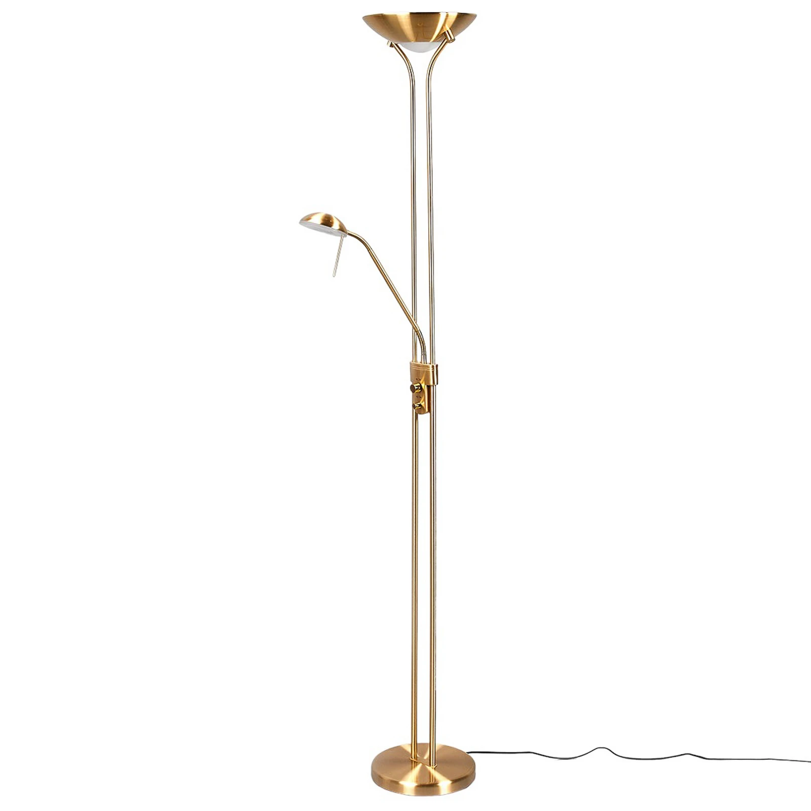 Lindby LED Lampadaire Josefin, laiton, lampe de lecture, intensité variable