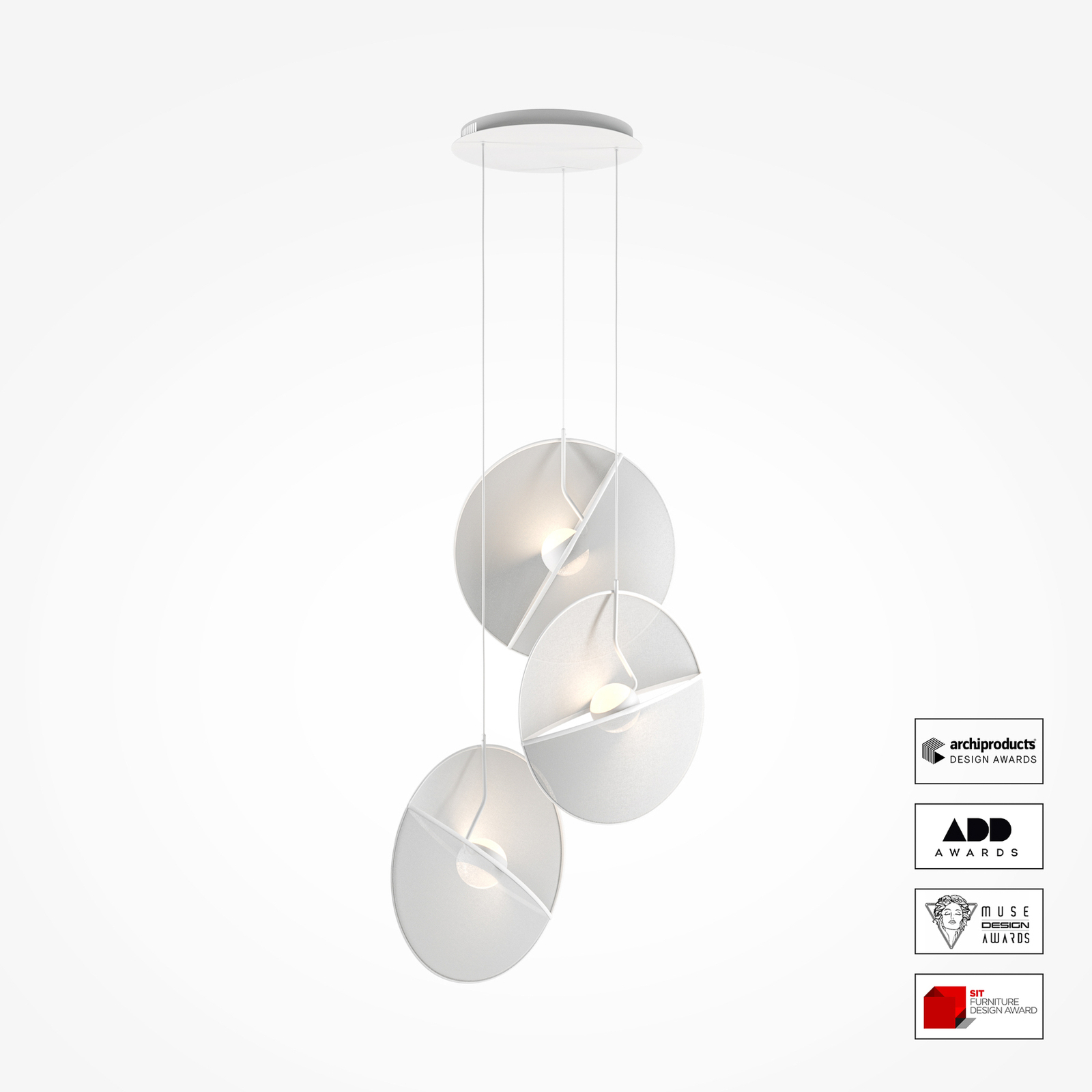 Maytoni Reflex LED hanglamp, stoffen kappen, 3-lamps