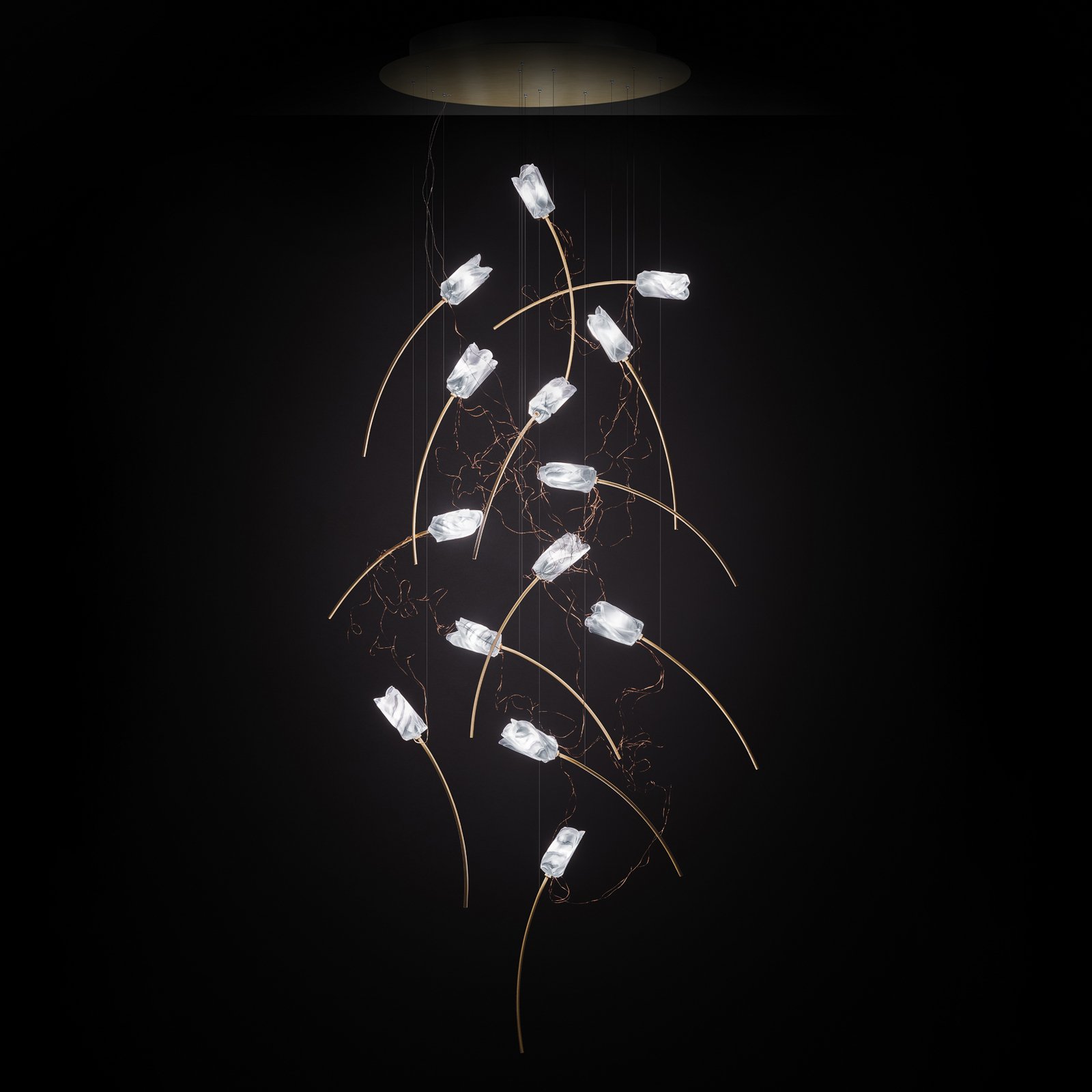 Slamp Tulip 14 LED hanging light prism/brass round