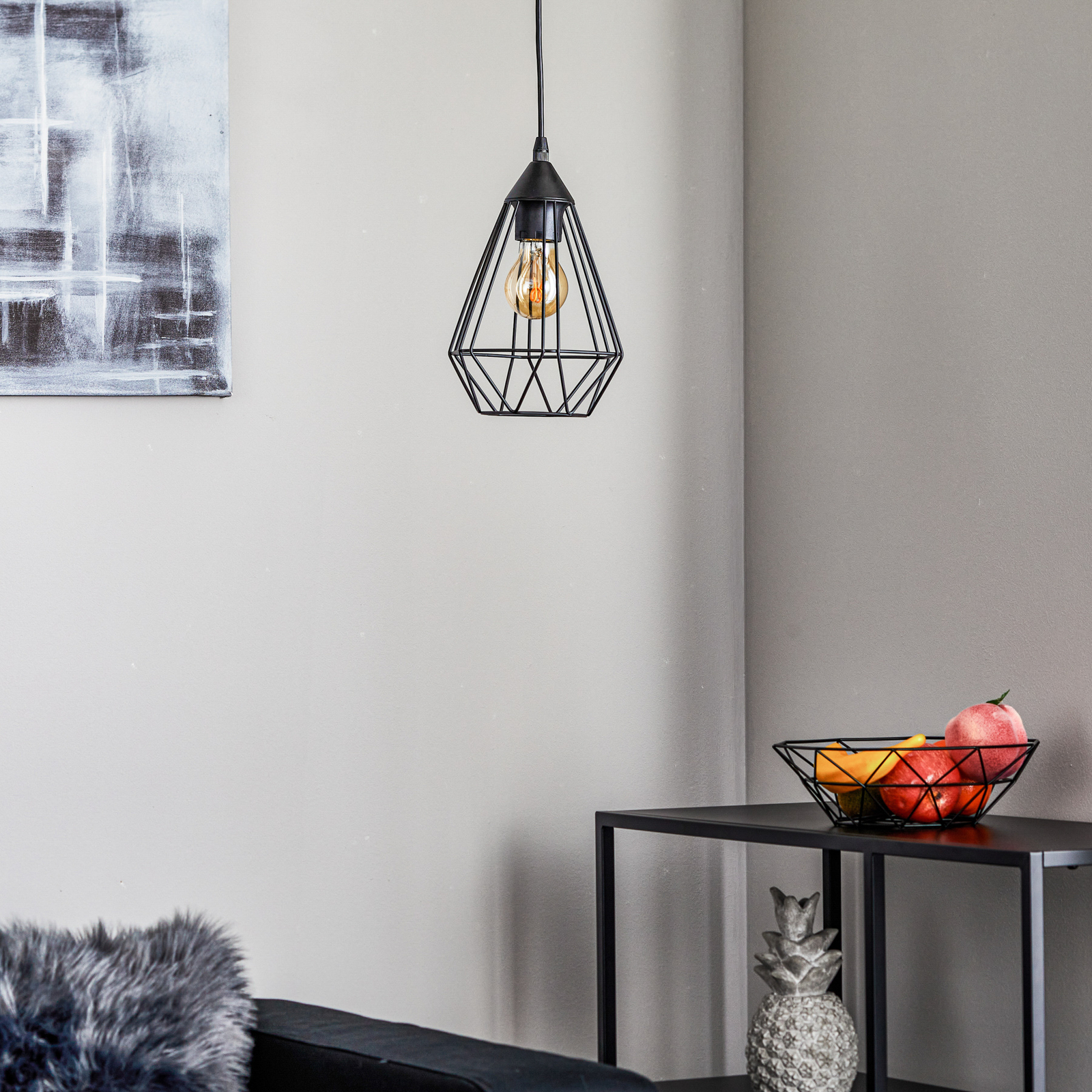 Hanglamp Tarbes, 1-lamp, 17,5cm, zwart