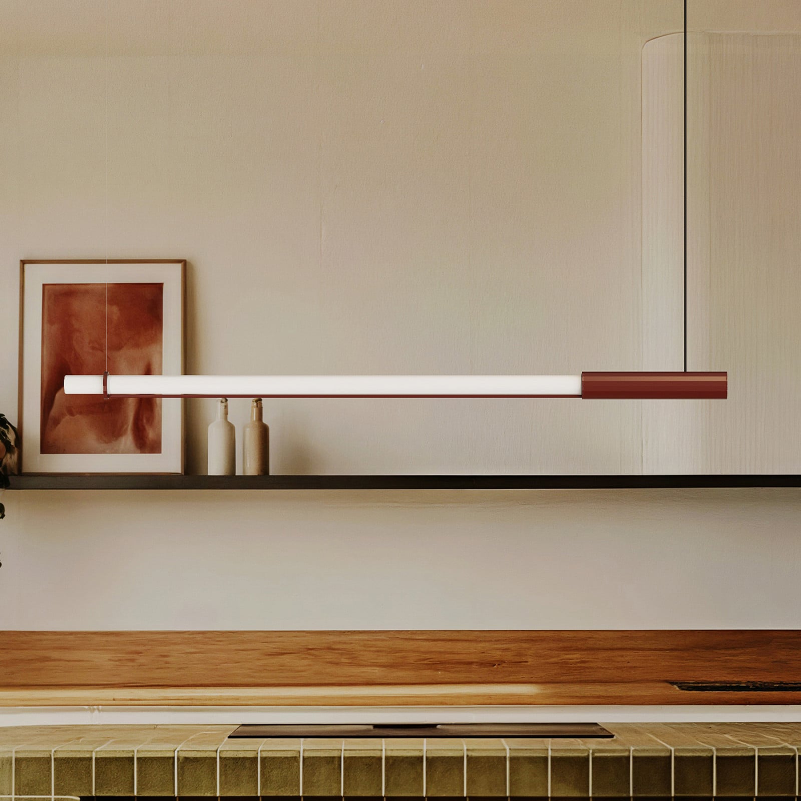 In Fine LED-hänglampa, röd, längd 160 cm – DCW – Design – Aluminium