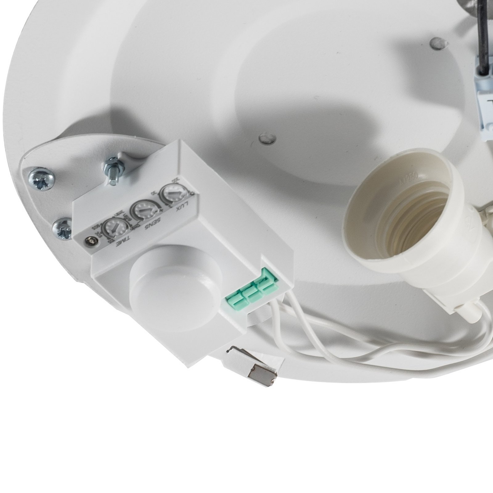 Plafonnier Cleo 200, gris, capteur, IP20, Ø 20 cm, E27 Plafonnier Cleo 200, gris, capteur, IP20, Ø 20 cm, E27