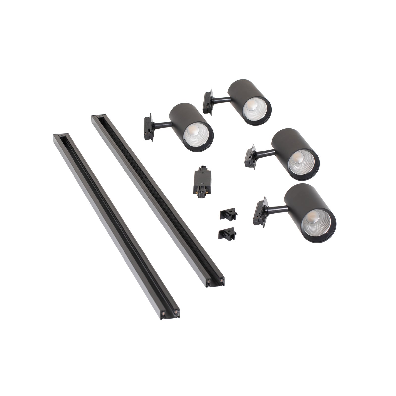 Σύστημα ράγας Lindby Linaro Ø7cm, 4 φτερά, LED, μαύρο, CCT Σύστημα ράγας Lindby Linaro Ø7cm, 4 φτερά, LED, μαύρο, CCT