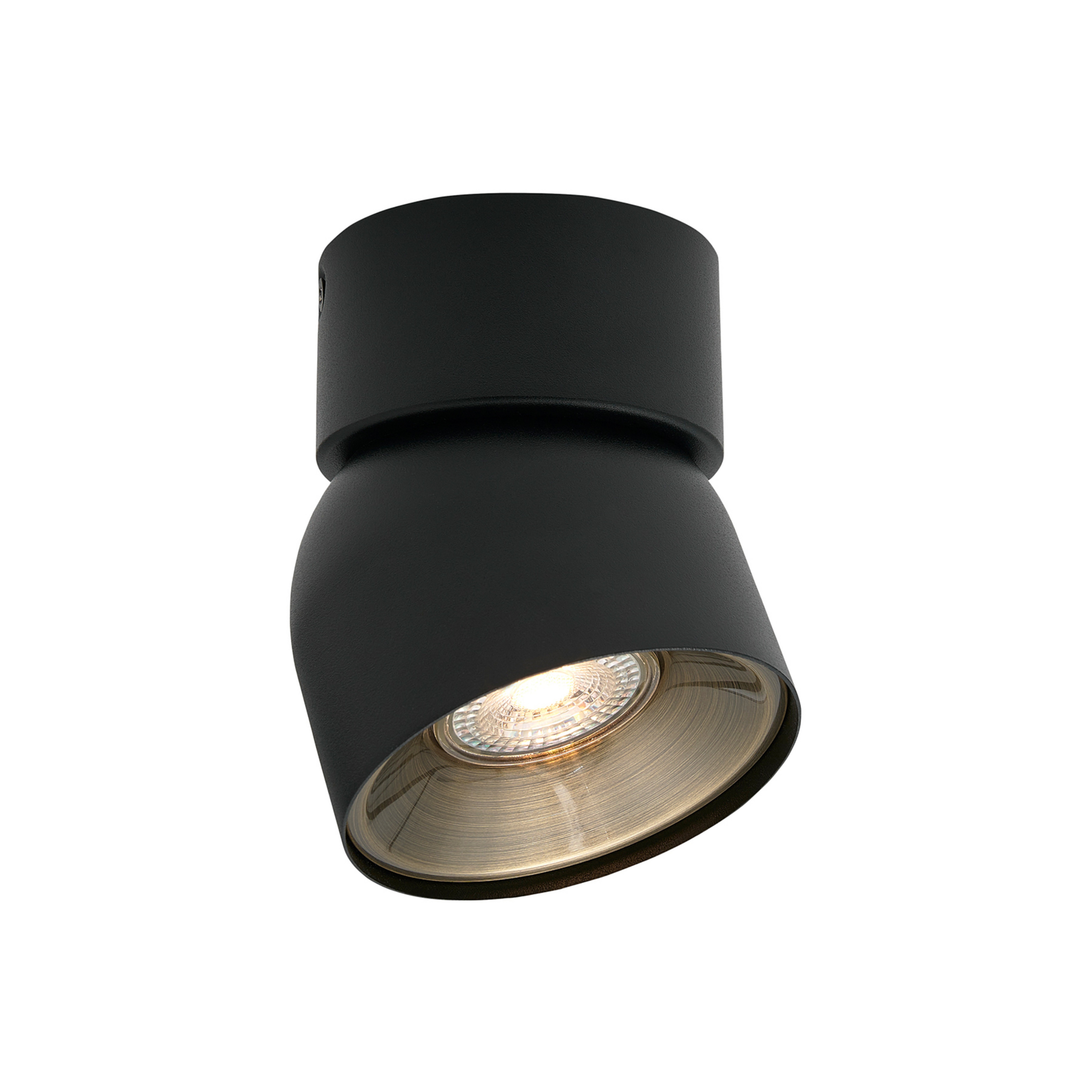 Downlight Pitcher, preto/latão, 1 lâmpada, metal - Nordlux