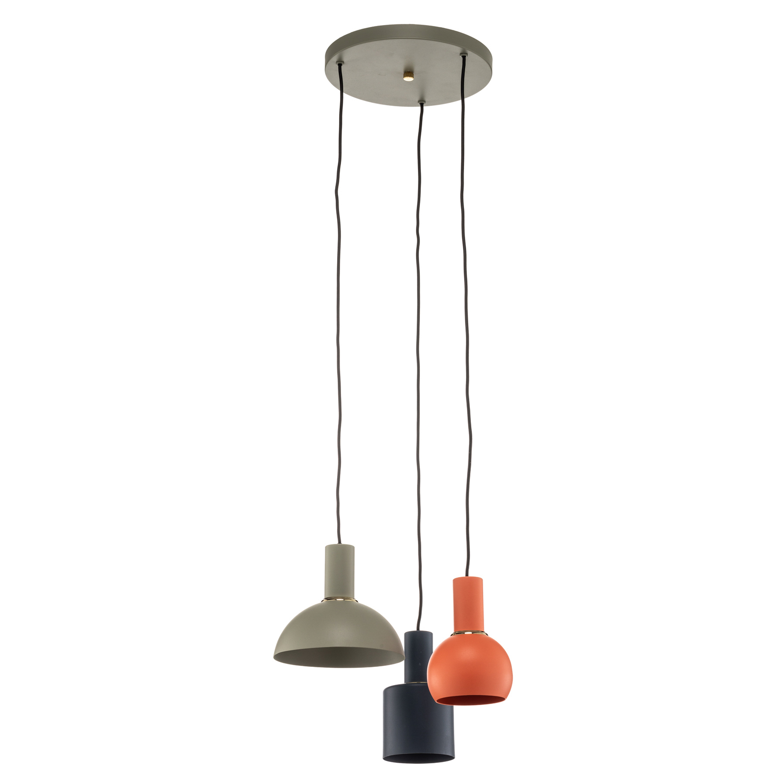 Selma hanging lamp, three-bulb, green/red/blue