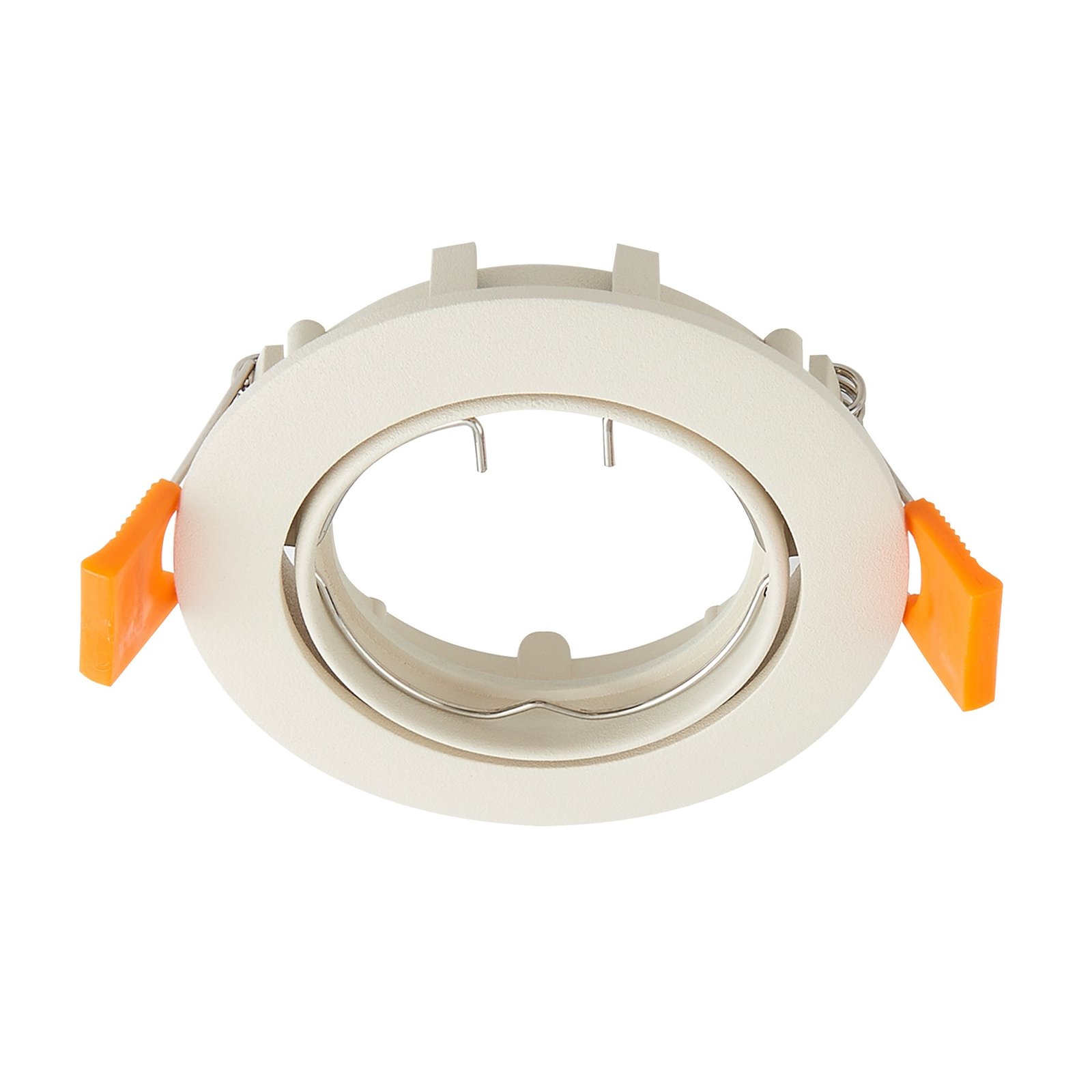 Prios plafond inbouwlamp Fibur, beige, aluminium, Ø 8,2 cm