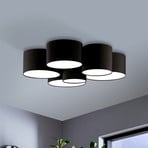 Griestu gaismeklis Pastore 2, Ø 99 cm, melns, 6 gaismas, audums