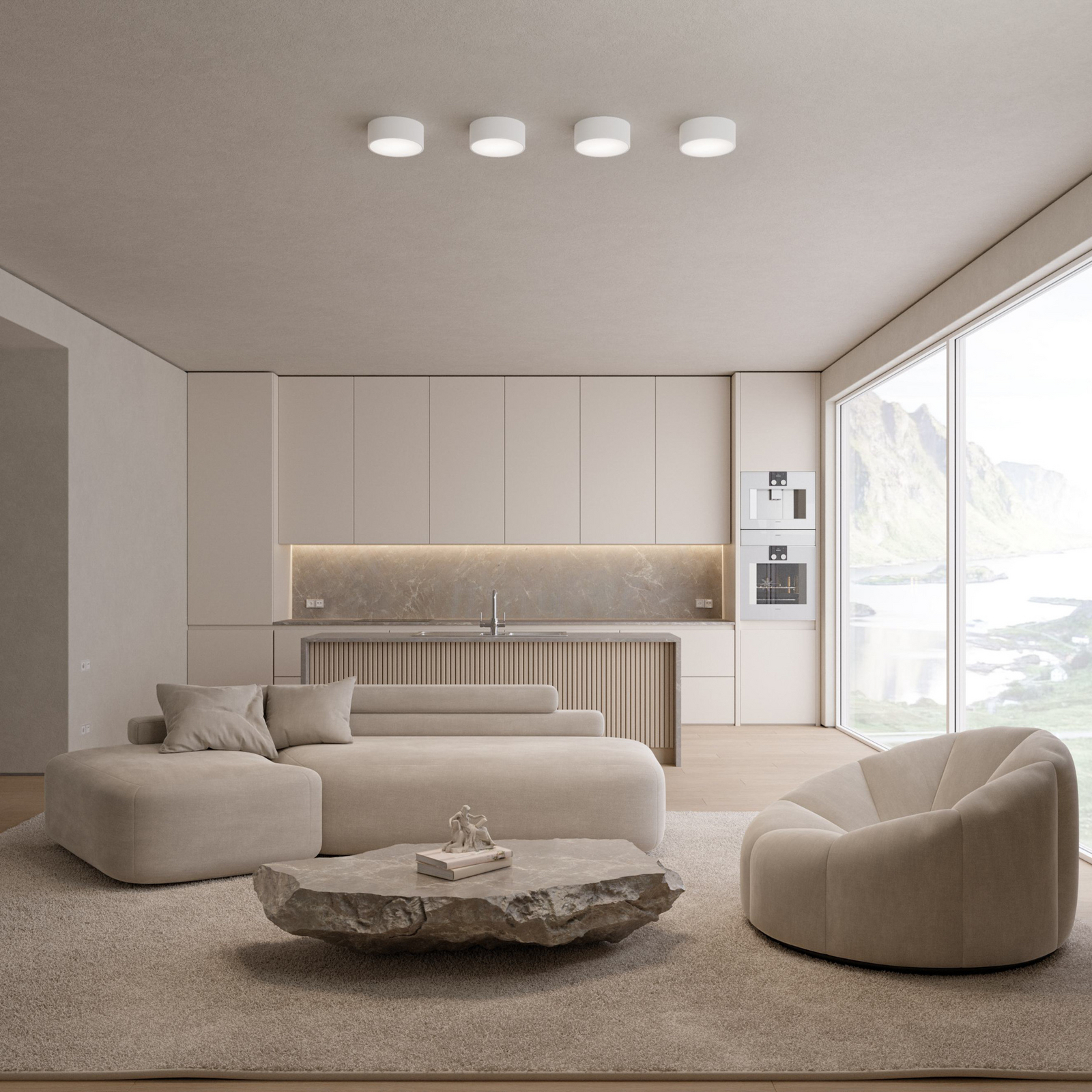 Deckenlampe Cleo 200, weiß, Sensor, IP54, Ø 20 cm, Metall