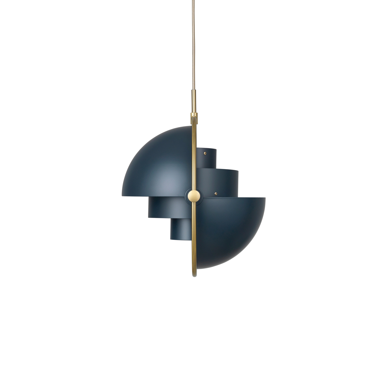 Gubi hanglamp Lite, Ø 36 cm, messing/donkerblauw