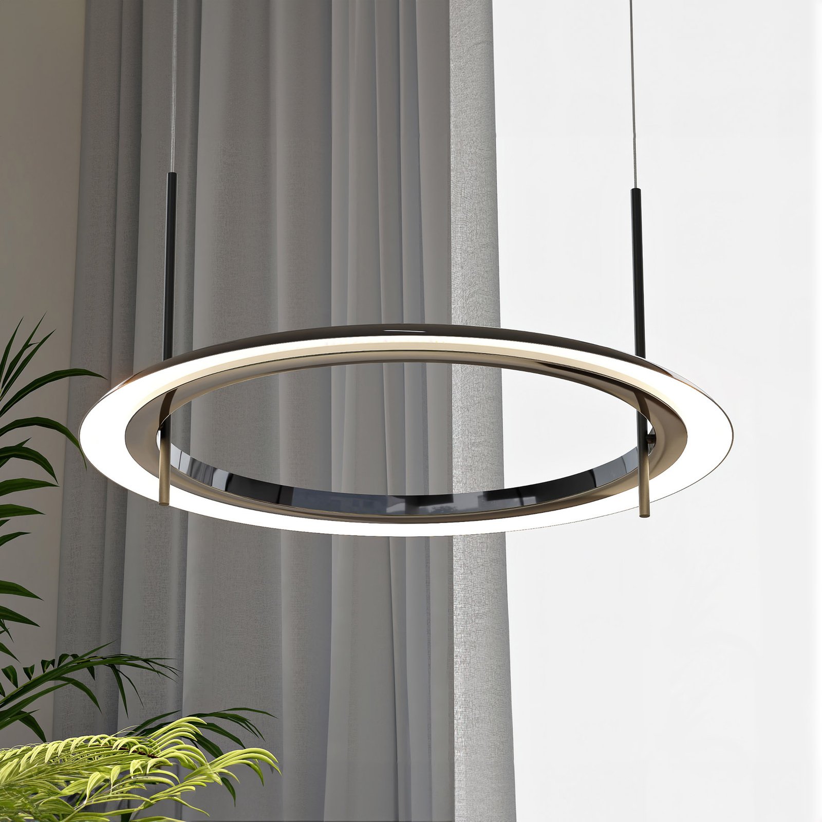 Molto Luce LED rippvalgusti Vuto PD, must läikiv, Ø 60 cm