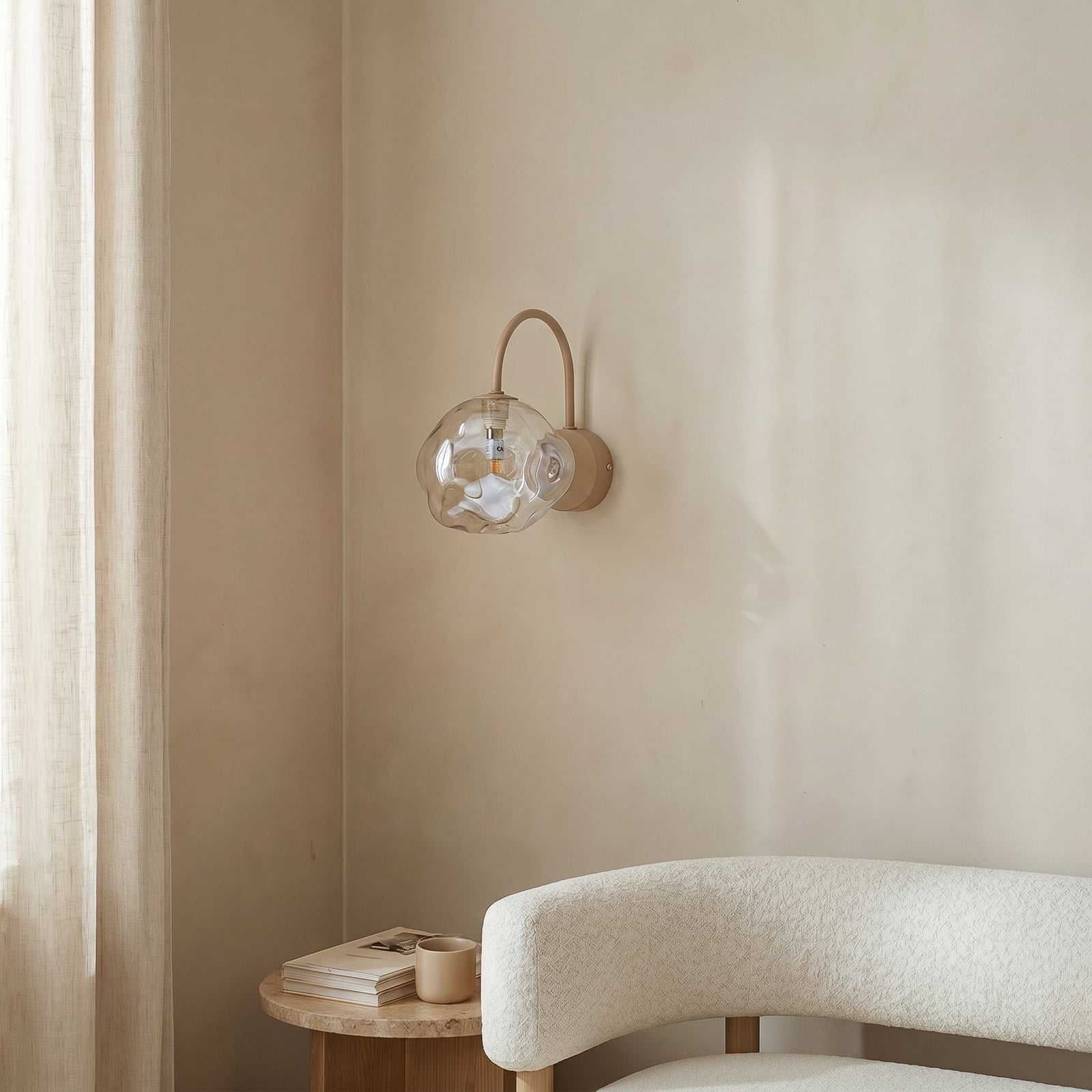 Wandlamp Lava, beige, glas, hoogte 21 cm, G9 Wandlamp Lava, beige, glas, hoogte 21 cm, G9