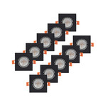 PRIOS inbouwlamp Fibur, zwart, 9 cm, GU10, set van 10