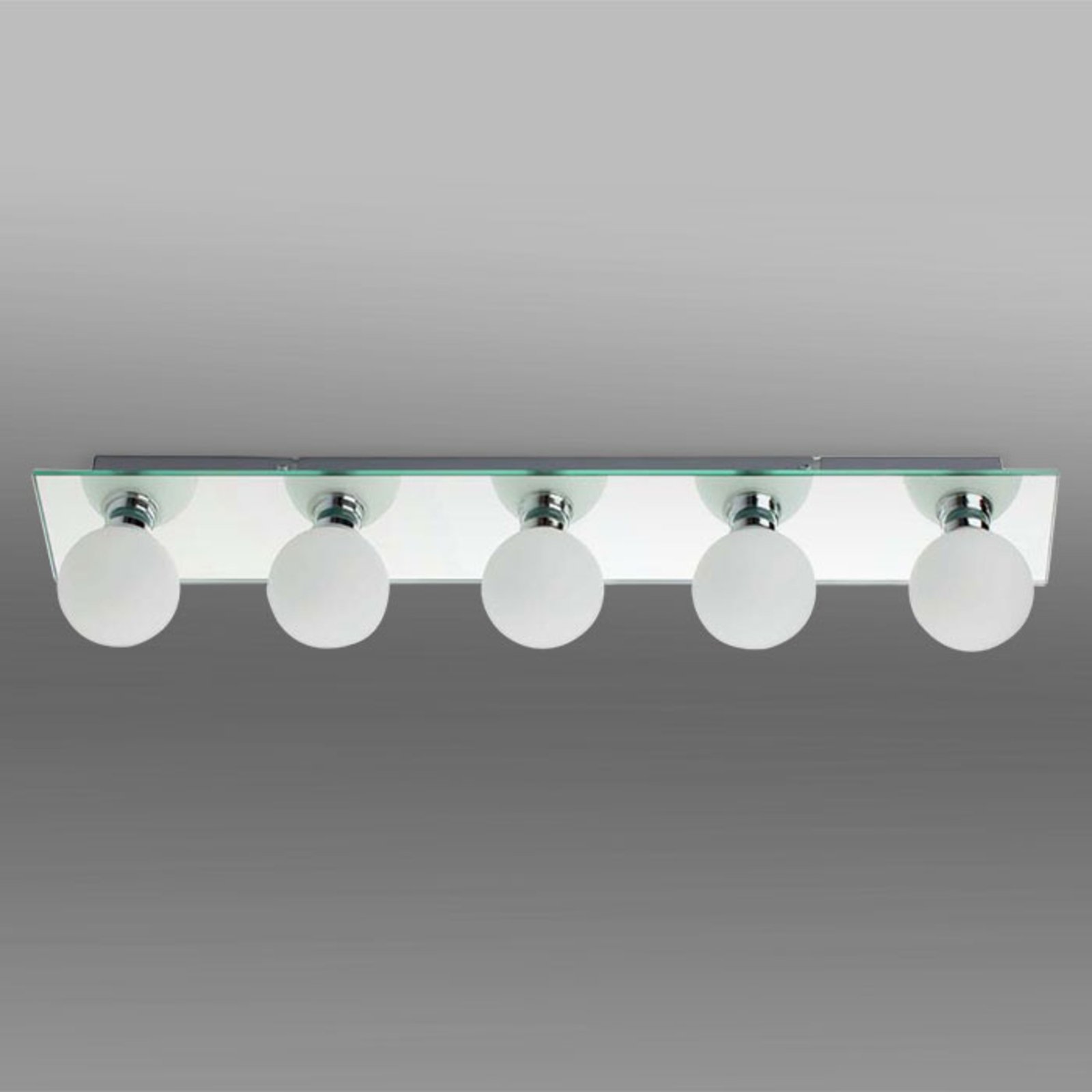 FARO BARCELONA LASS bathroom ceiling light, 5-bulb, for Bathroom, Metal, glass, G9, 25 W, energy efficiency: A++, L: 58 cm, W: 11.5 cm