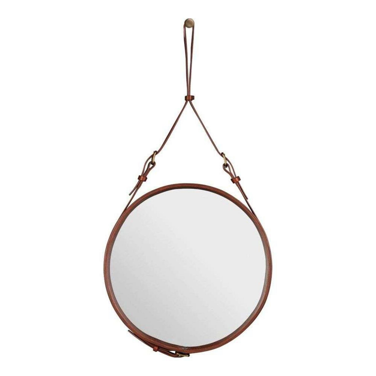 Adnet Wall Mirror Circular Ø45 Tan Leather - GUBI