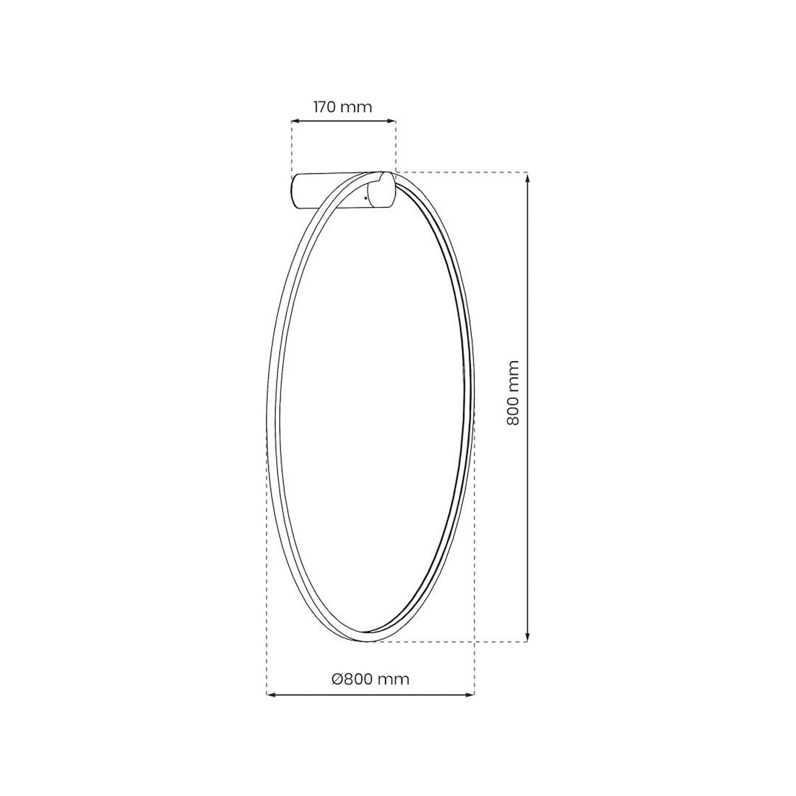 Candeeiro de parede LED Saturno, preto, Ø 80 cm, metal, 4.000 K