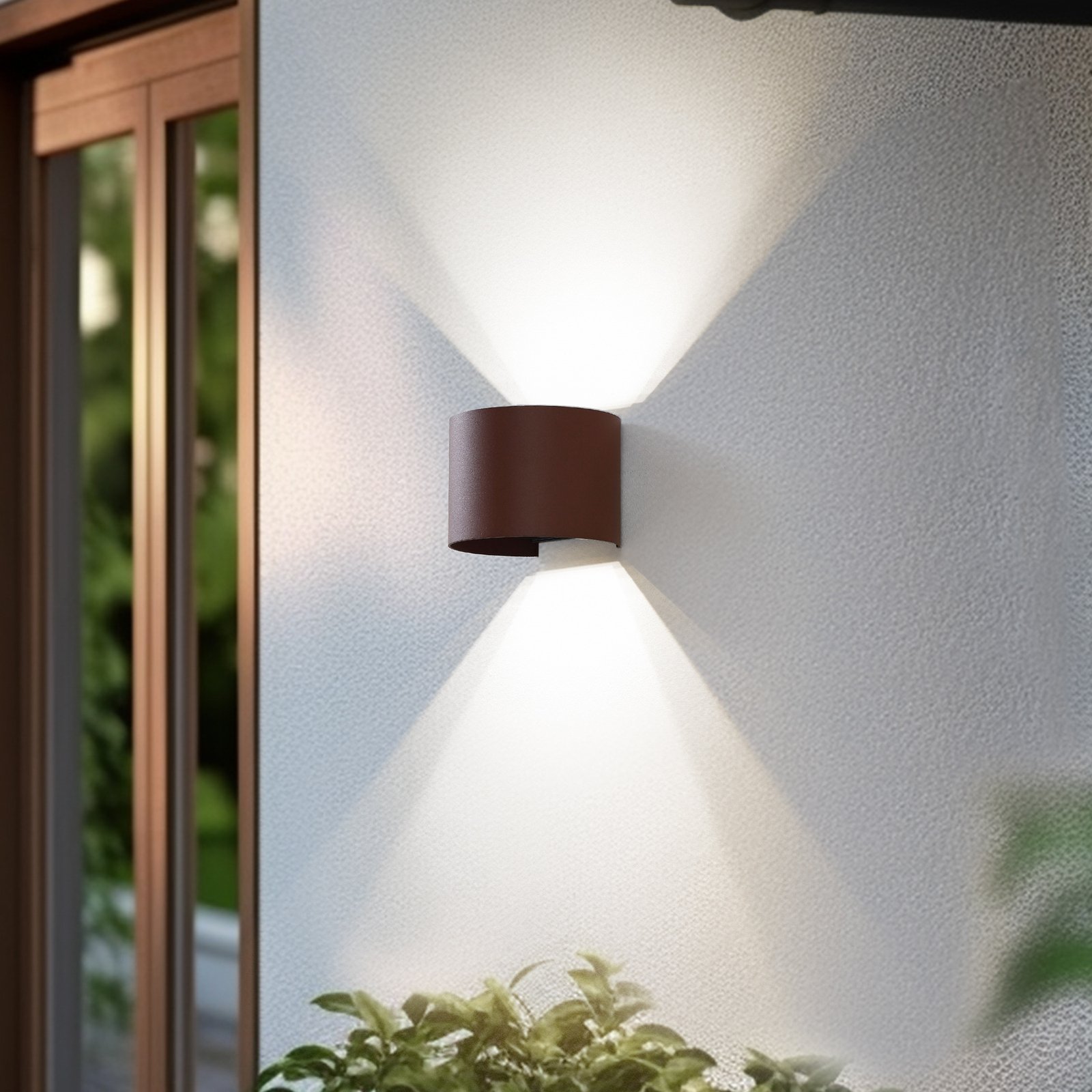 Lindby Smart LED vonkajšie nástenné svietidlo Dara rust round CCT RGB Tuya