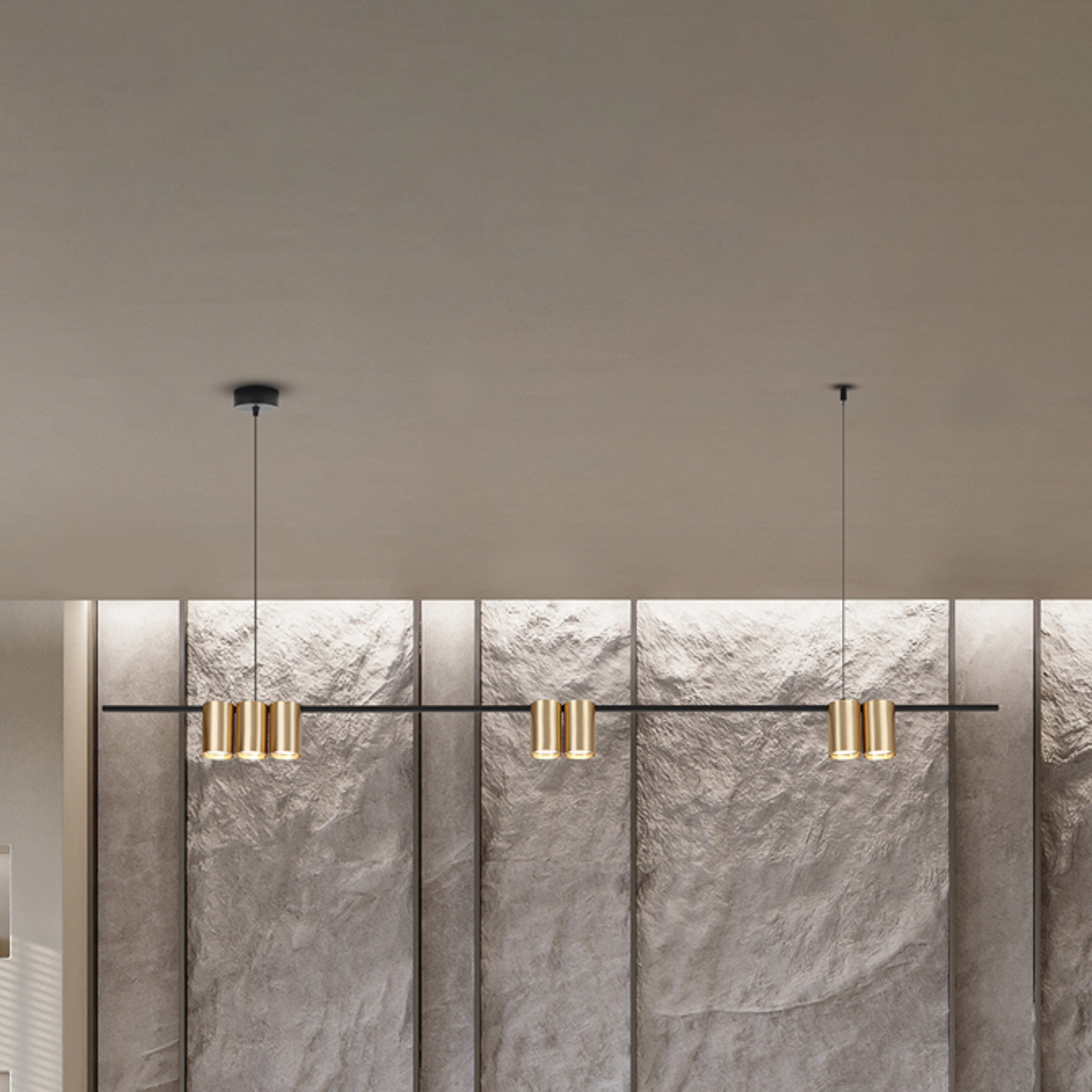Eko-Light Lampă suspendată Genesis aluminiu negru/auriu 7 x GU10 lungime 150 cm - Camera de zi / sufragerie - design - negru auriu