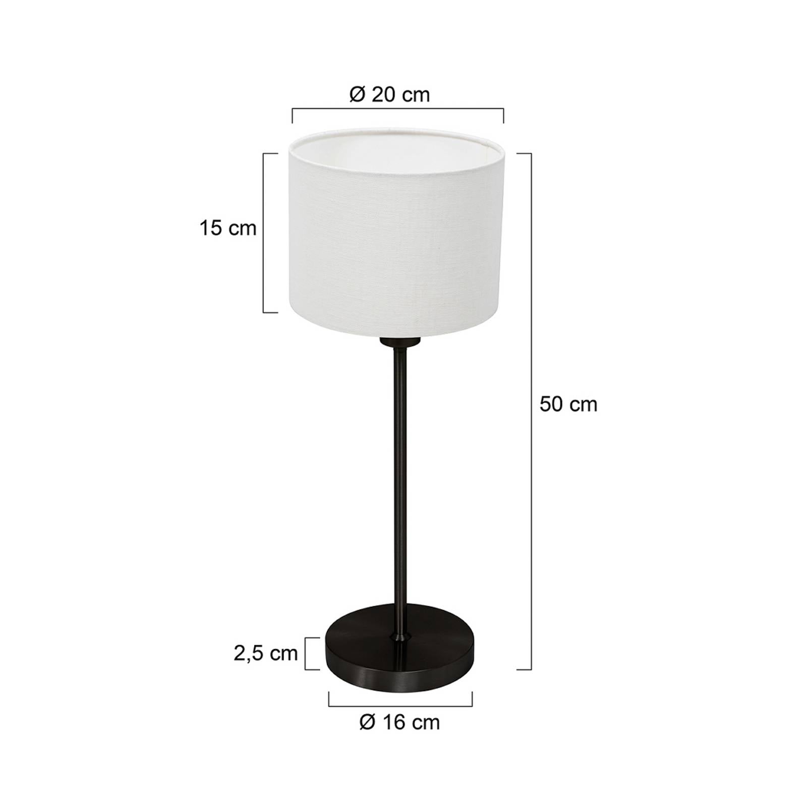 Mexlite Bordslampa Noor, svart/vitt linne, höjd 50 cm, E27