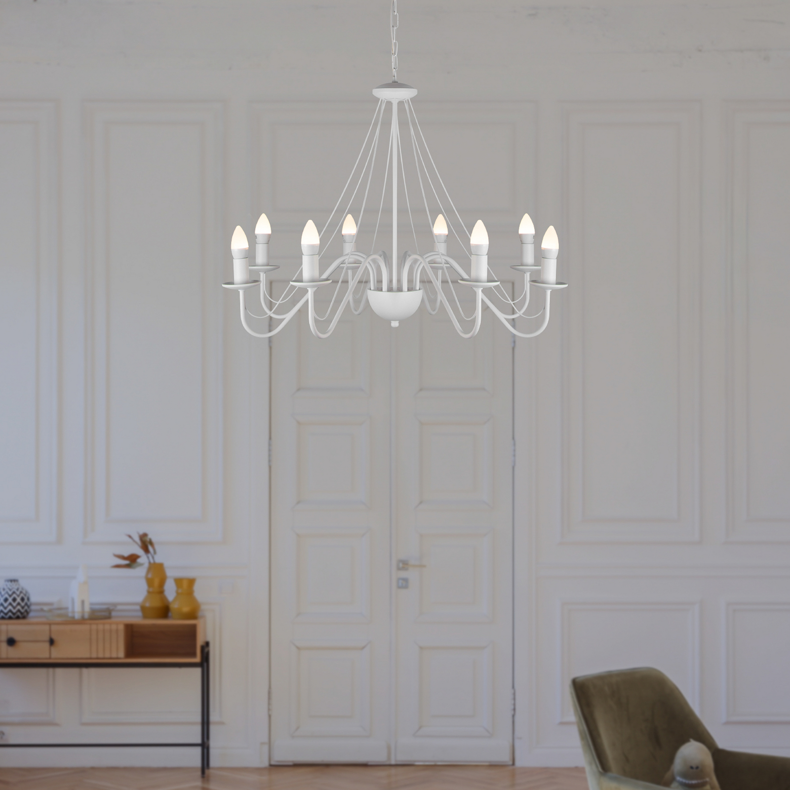 Żyrandol Malbo, biały, metalowy, 8-punktowa, E14