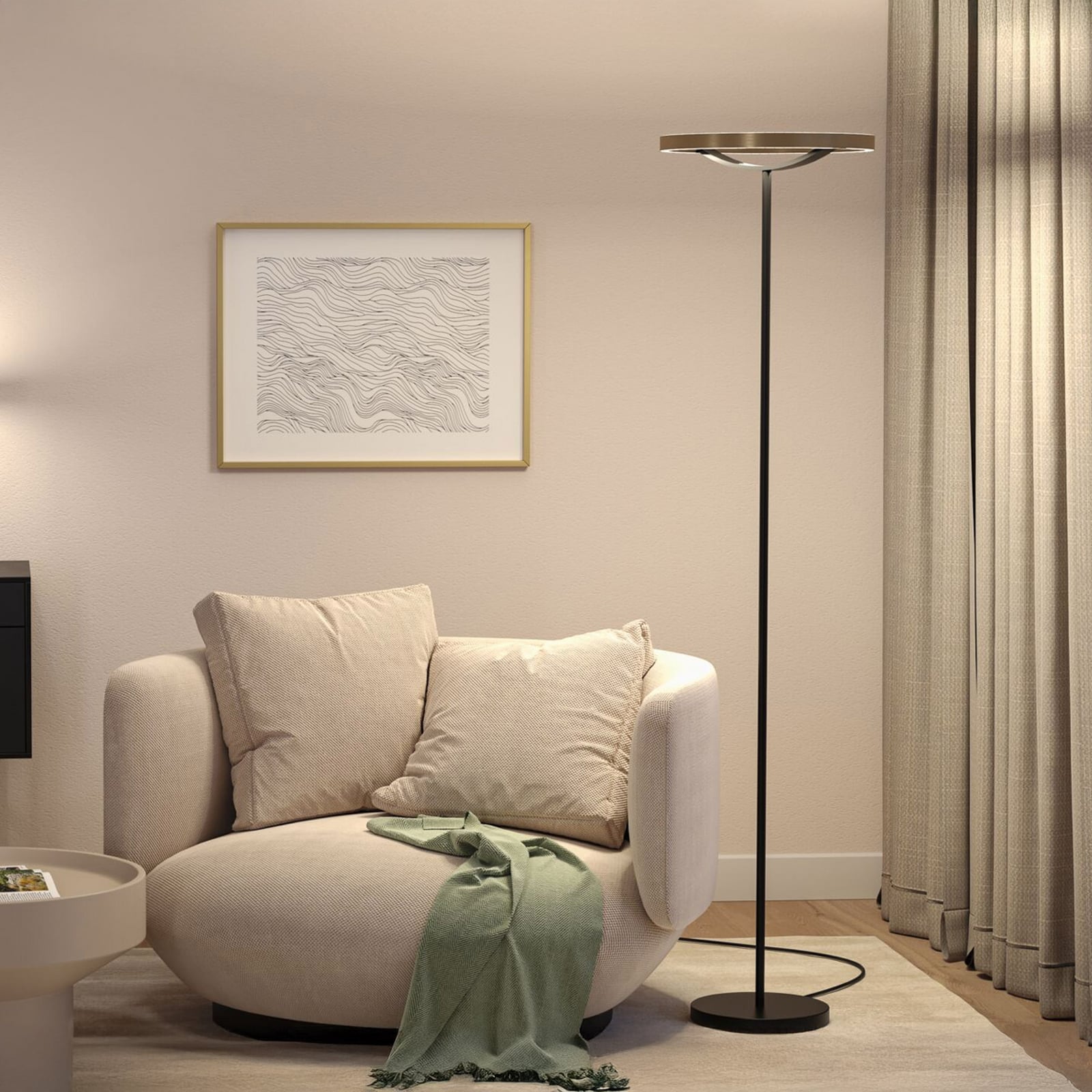 Lampada LED da pavimento Paulmann Melira, nera/dorata, altezza 157 cm Lampada LED da pavimento Paulmann Melira, nera/dorata, altezza 157 cm