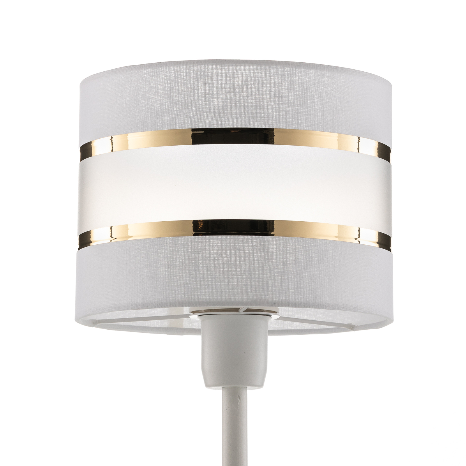 Helene table lamp with white-gold textile shade